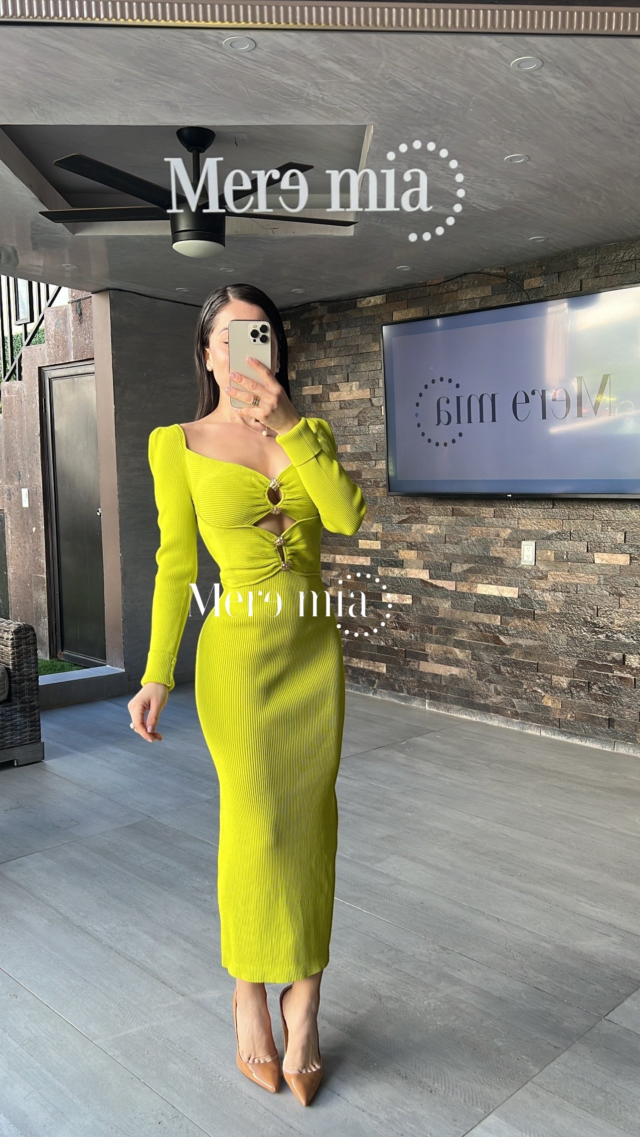 Vestido rayado verde lim