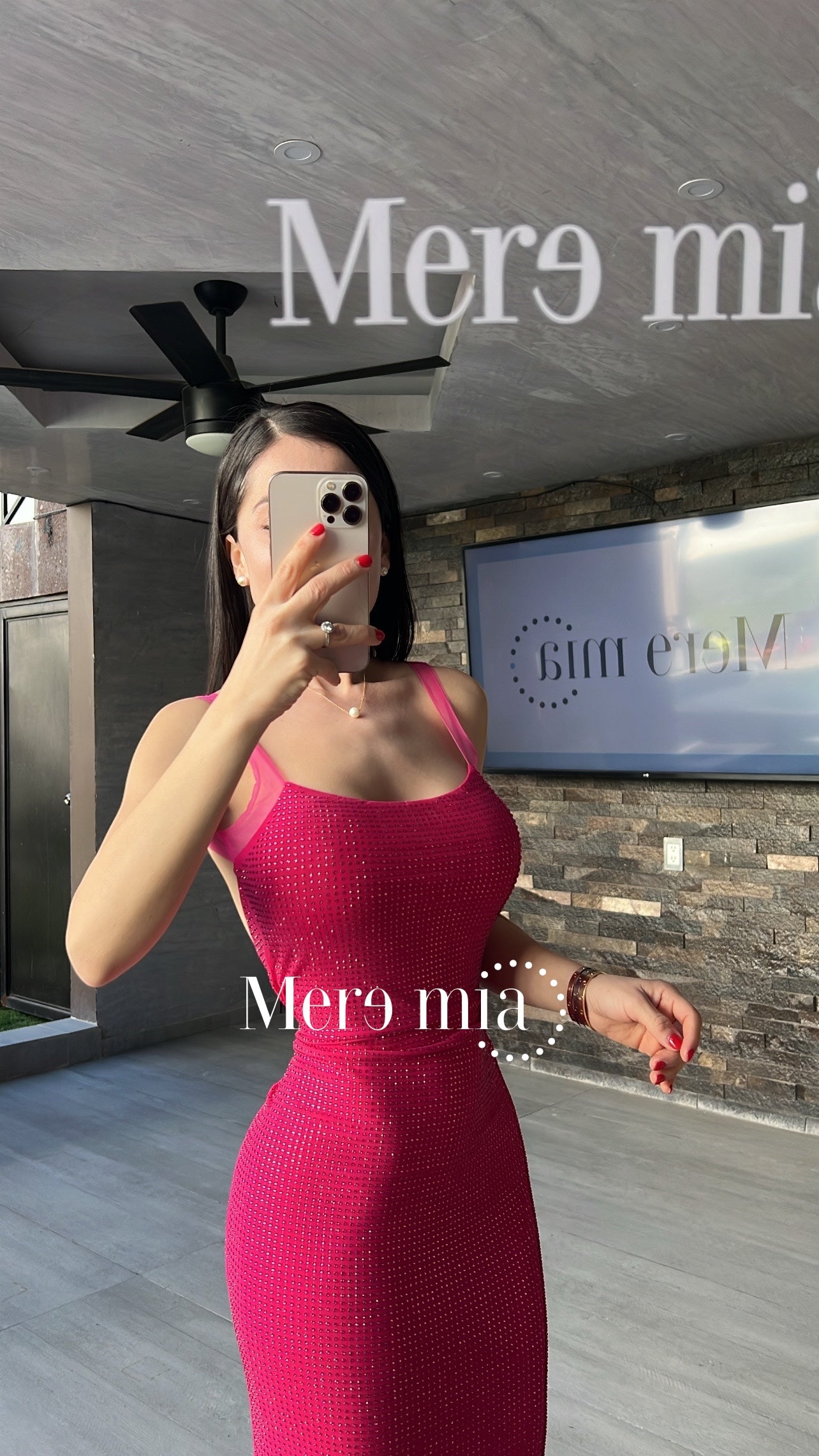 Vestido rosa puntos malla