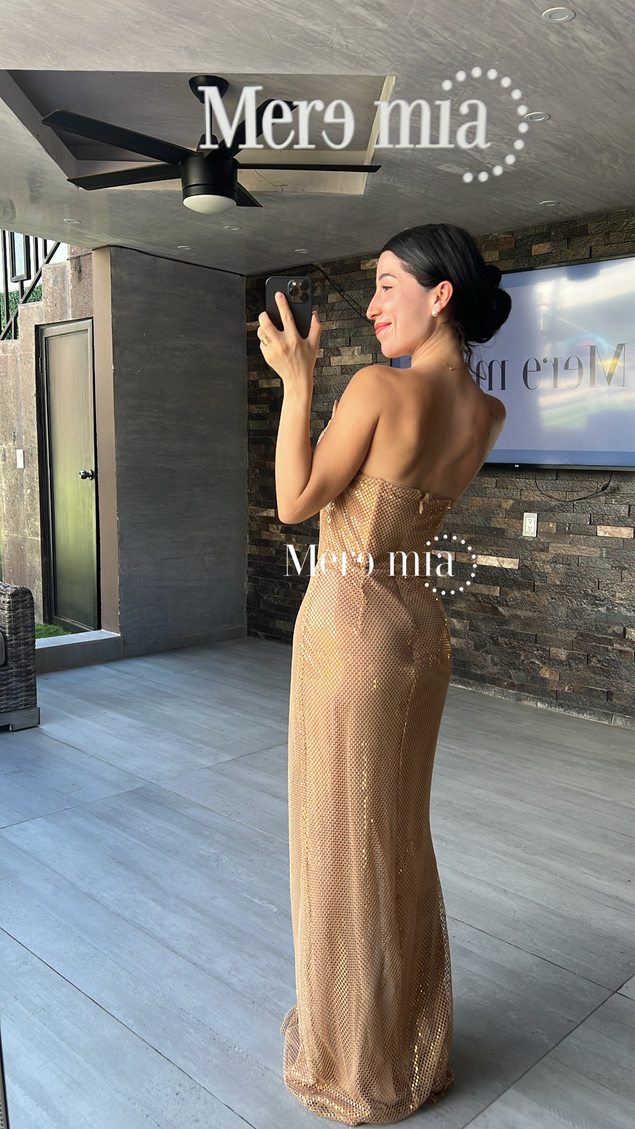 Vestido puntos cobre