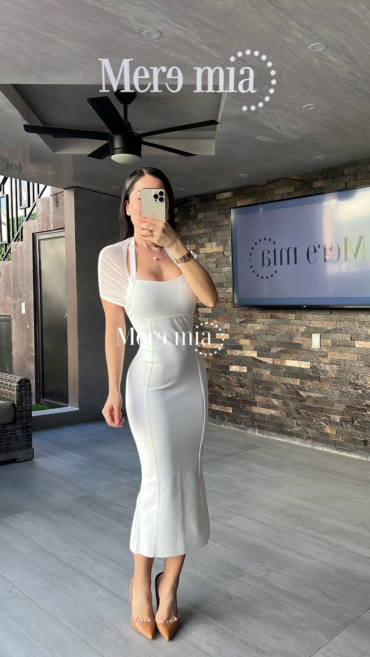 Vestido blanco malla halter