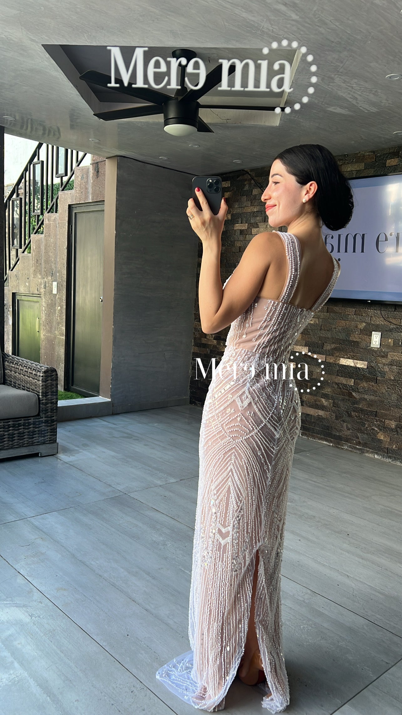 Vestido nude perlas apl V
