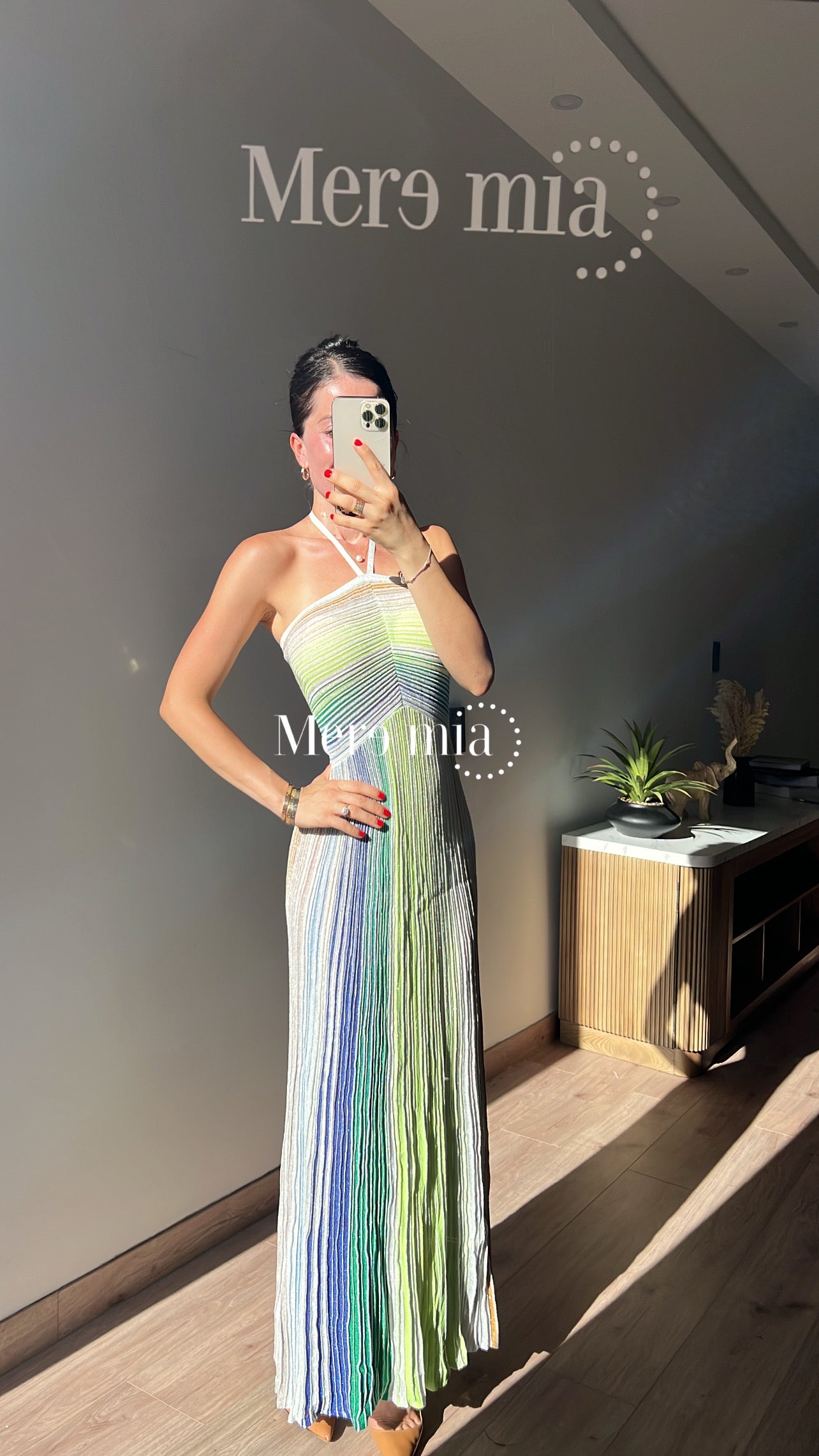 Vestido colores verde rayado