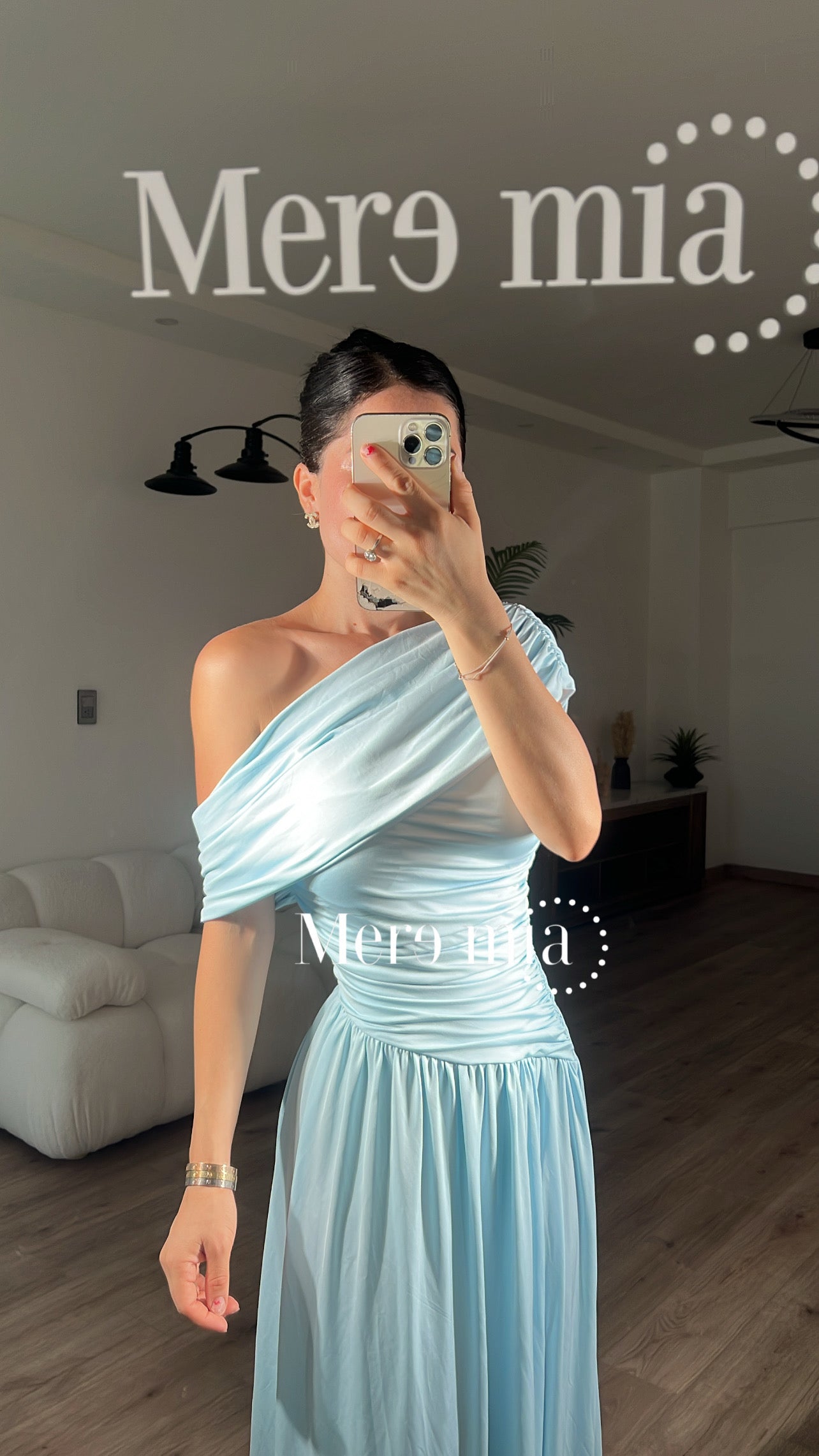 Vestido aqua plisado