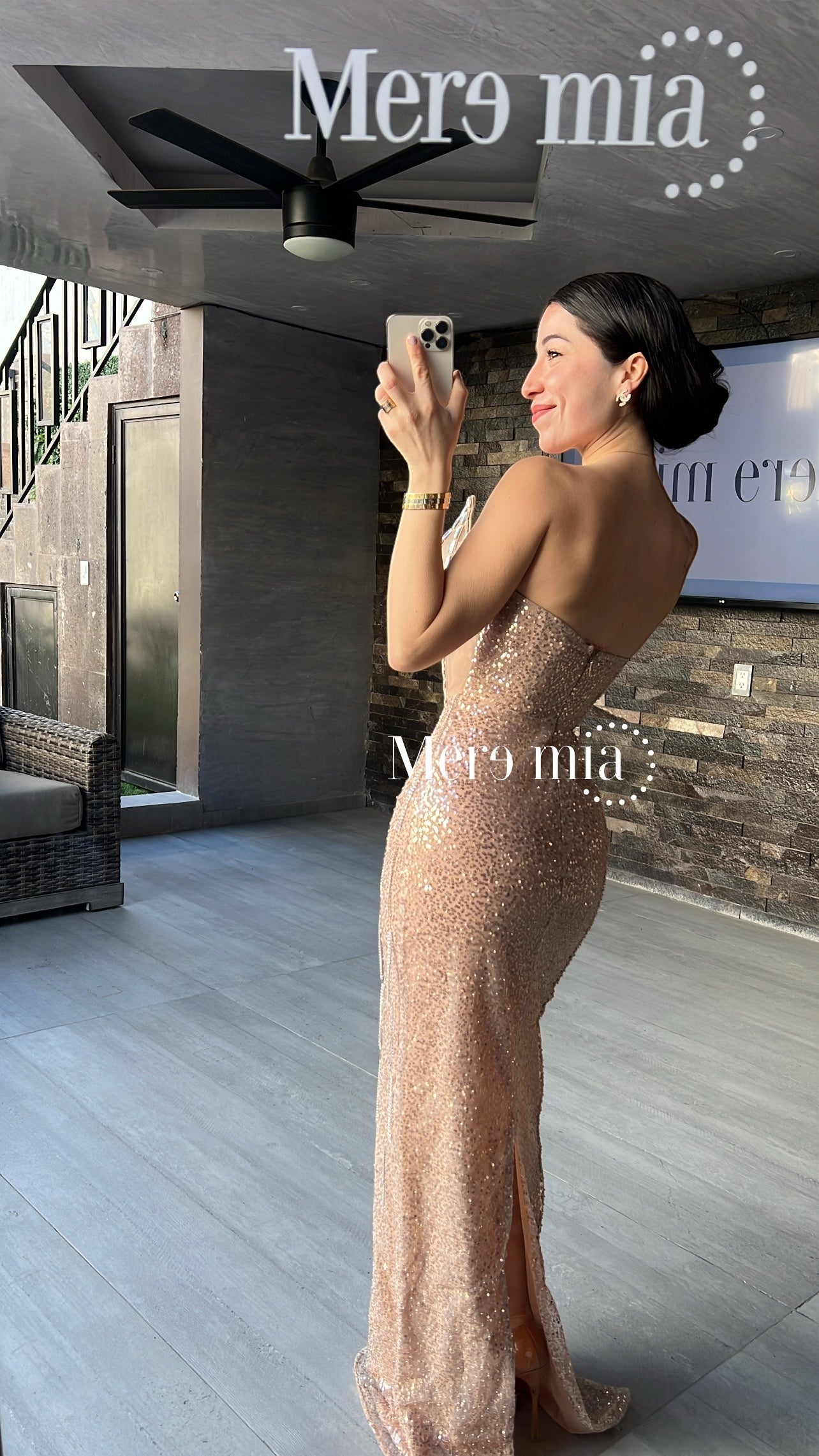 Vestido nude apl plata