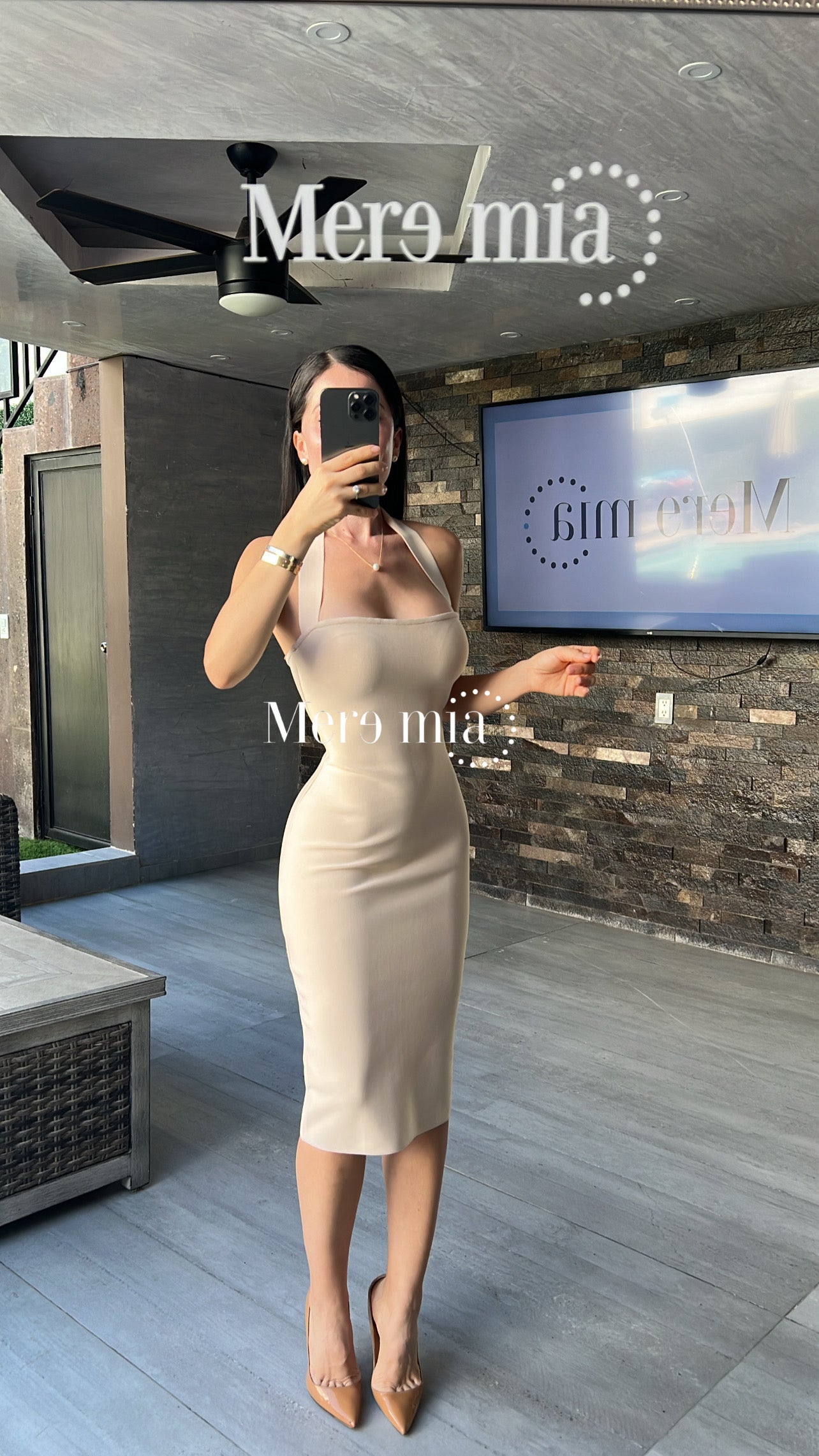 Vestido beige halter