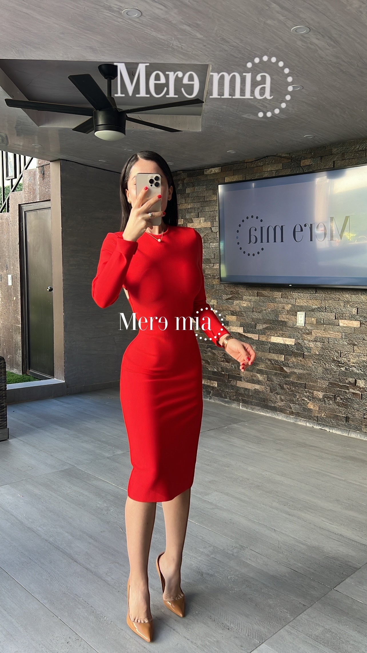 Vestido rojo espalda raya