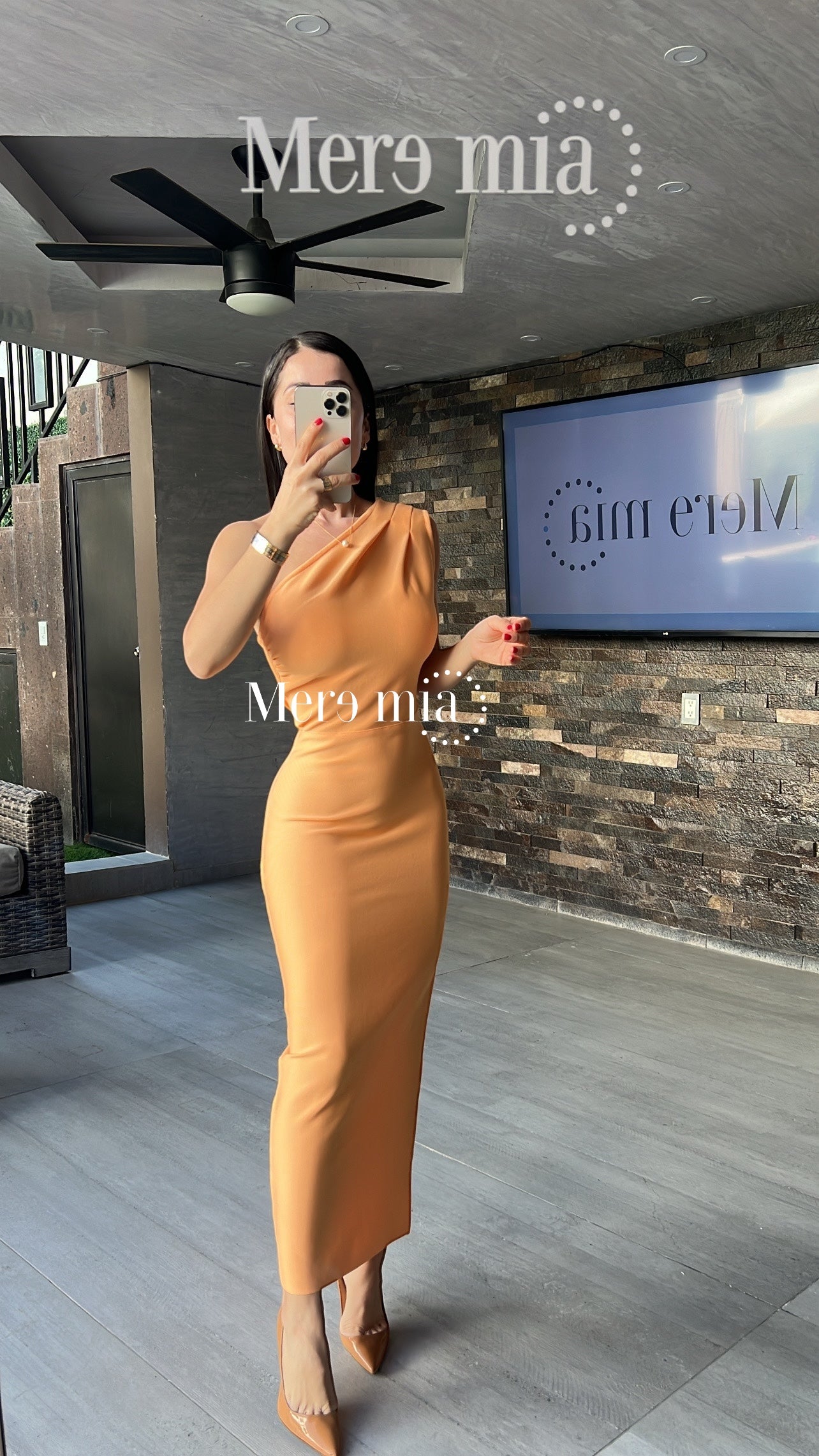 Vestido melon hombro