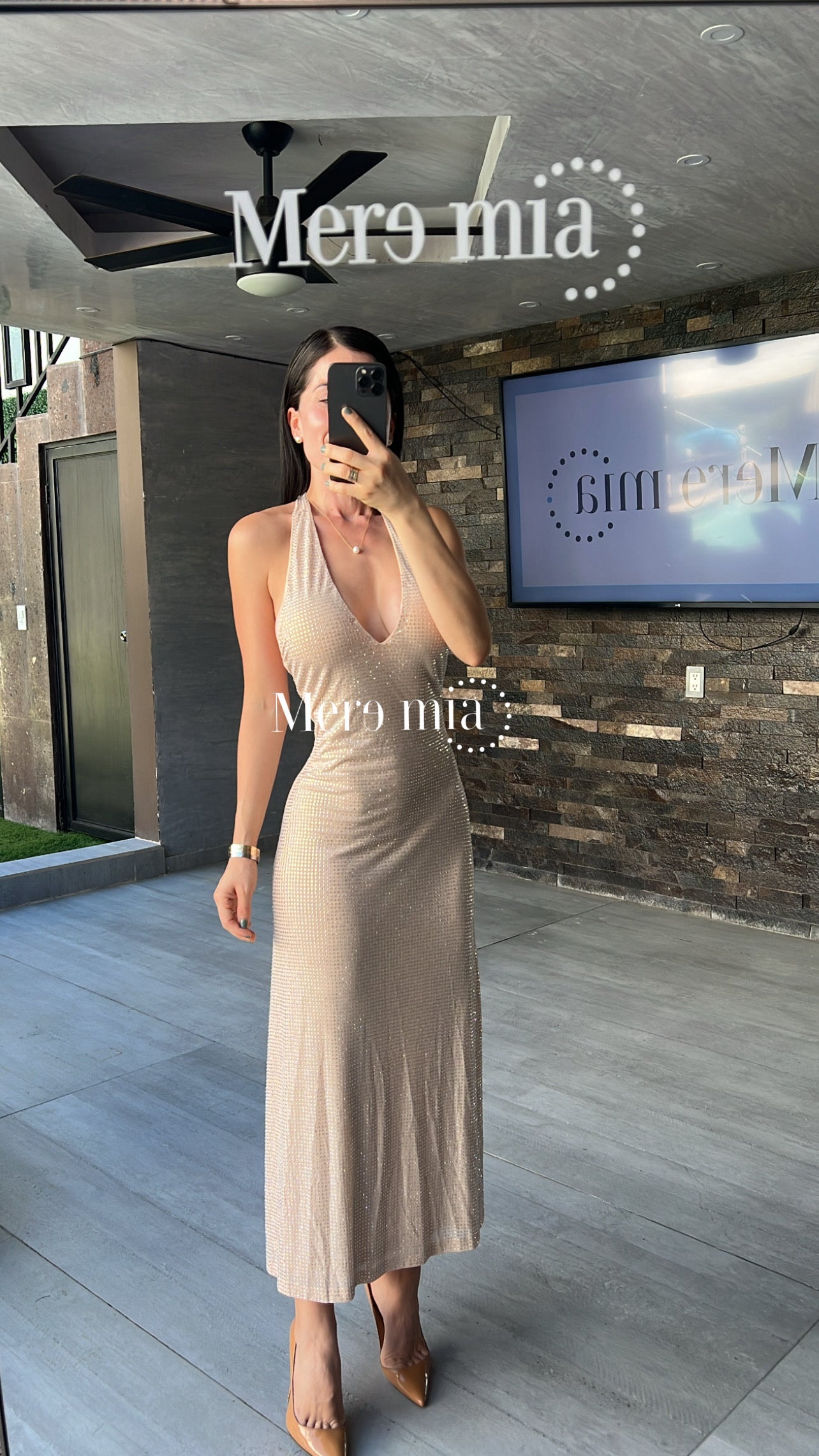 Vestido beige espalda