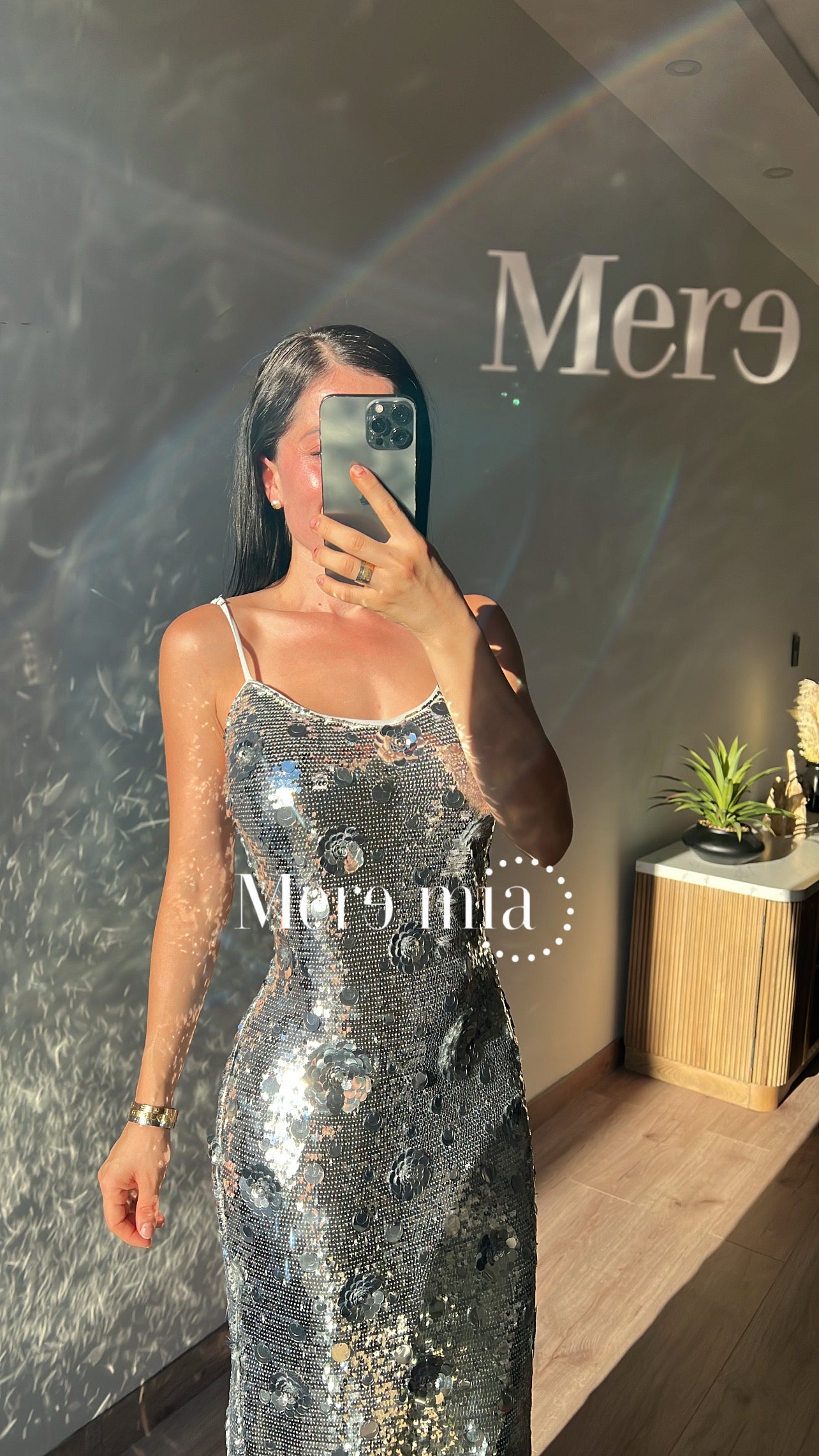 Vestido flores plata