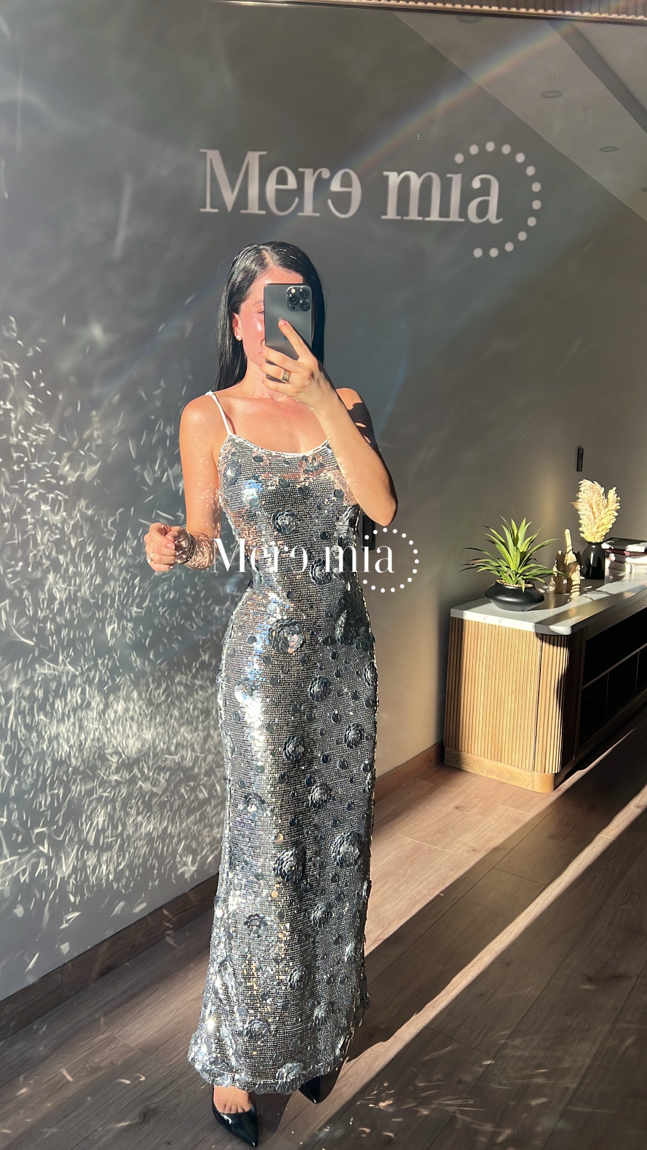 Vestido flores plata