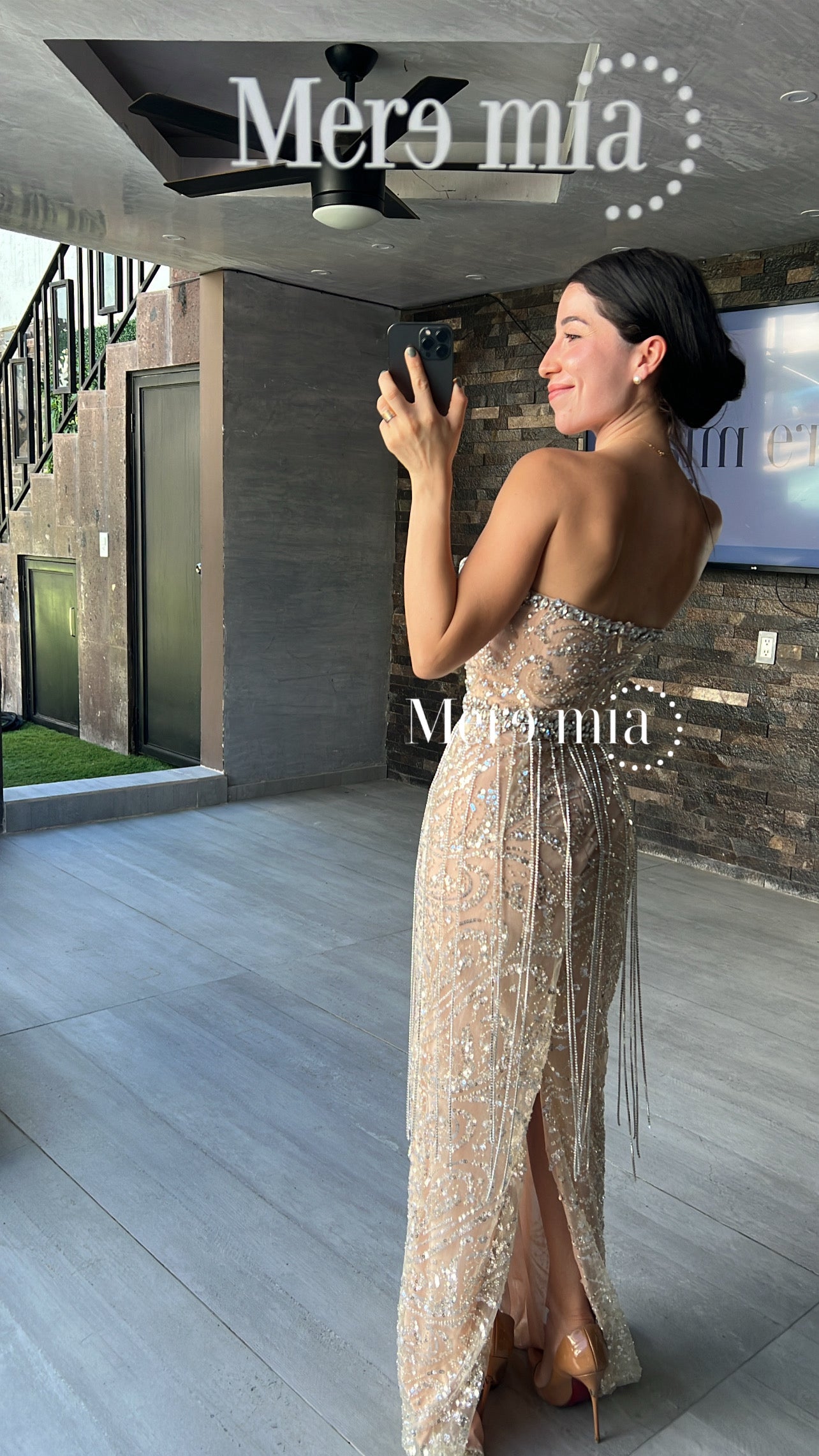 Vestido plata nude barbas