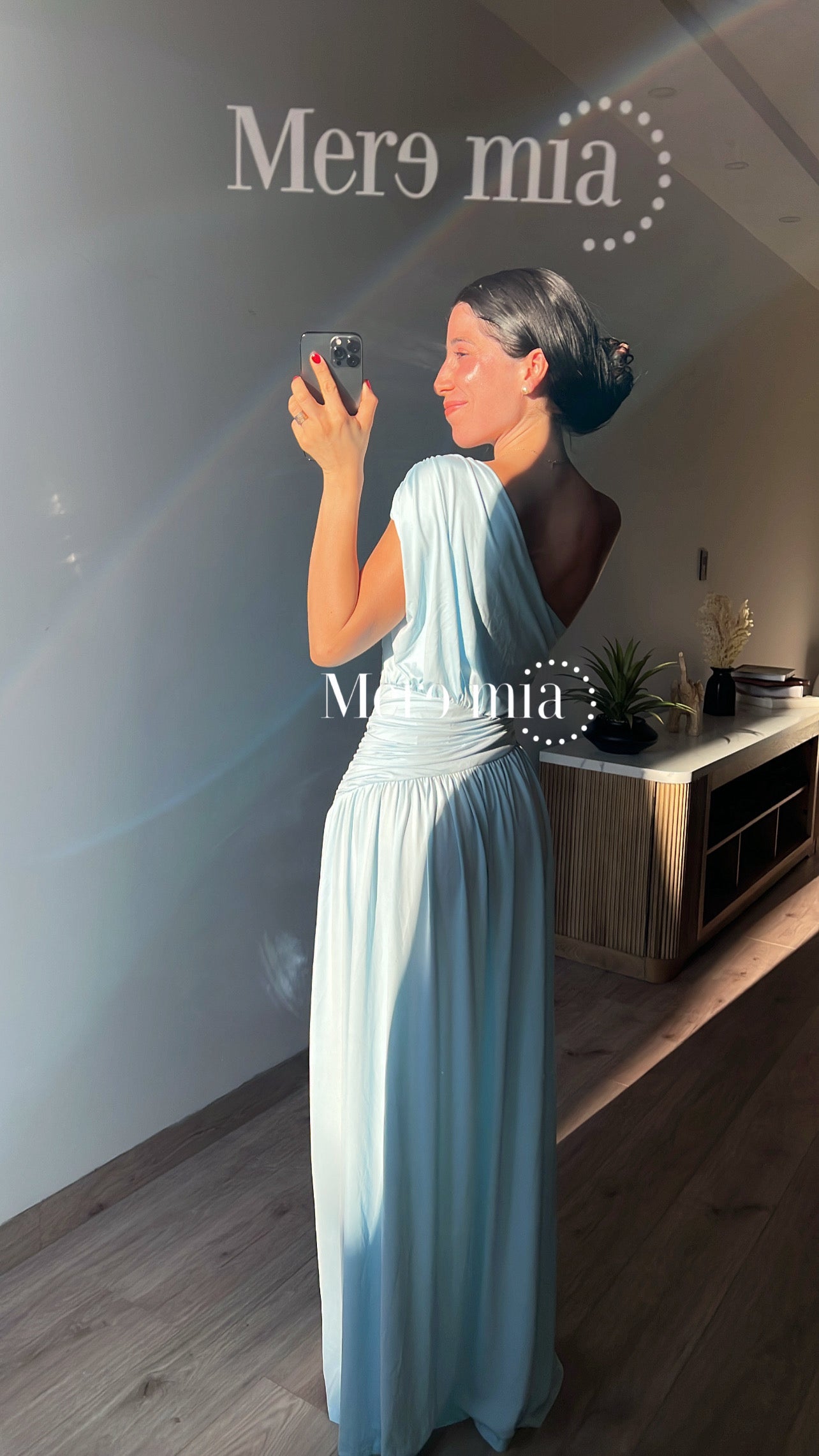 Vestido aqua plisado