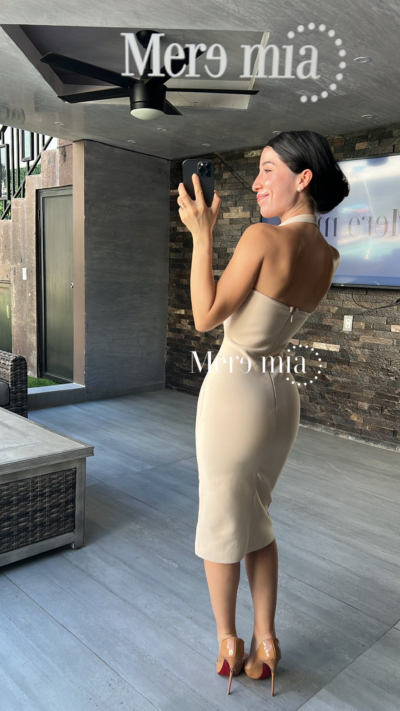 Vestido beige halter