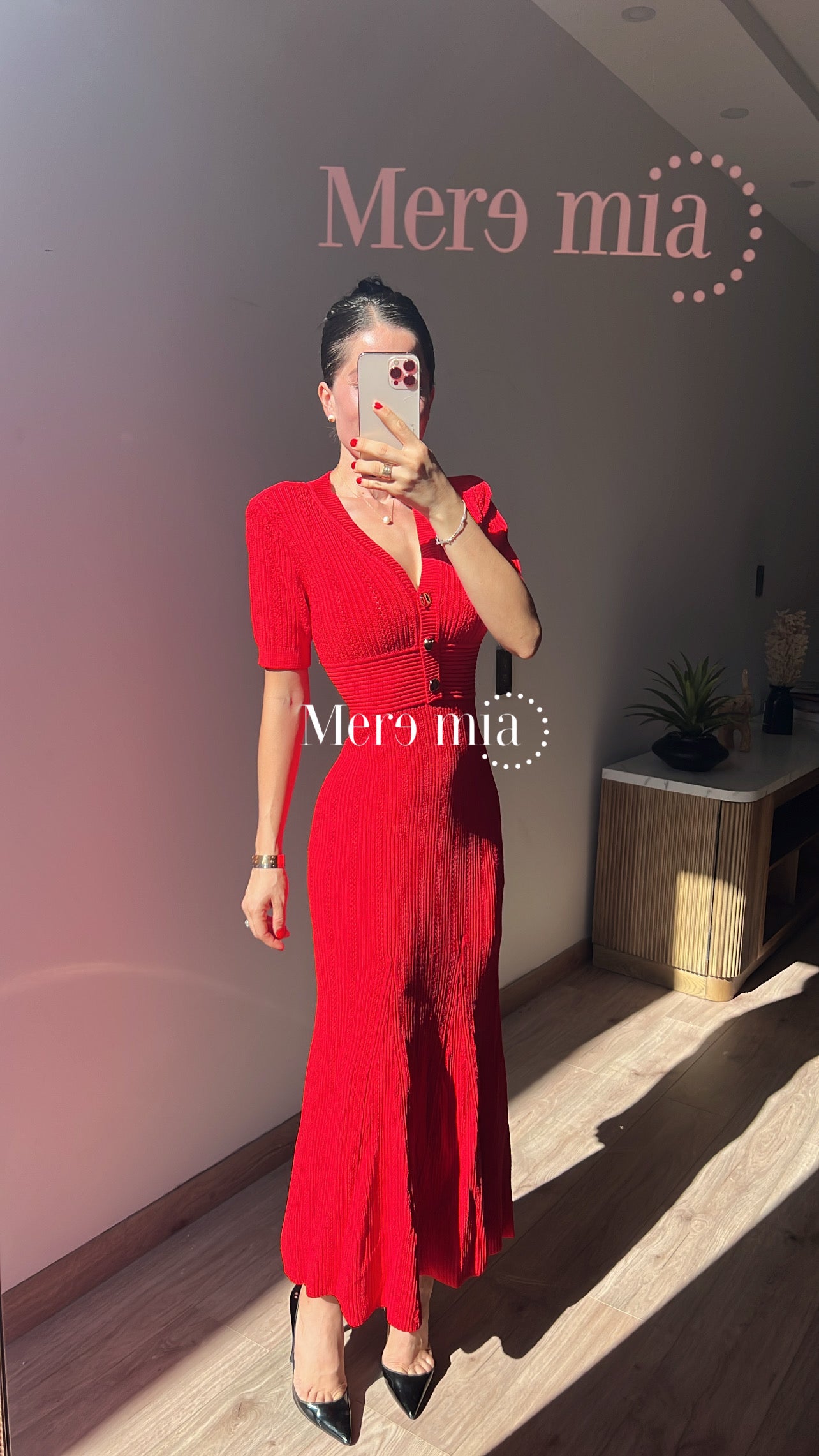Vestido rojo rayado mc