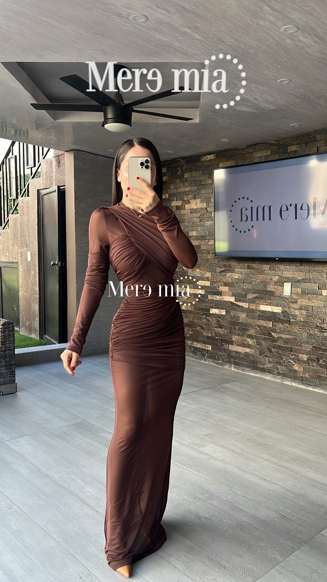 Vestido café malla