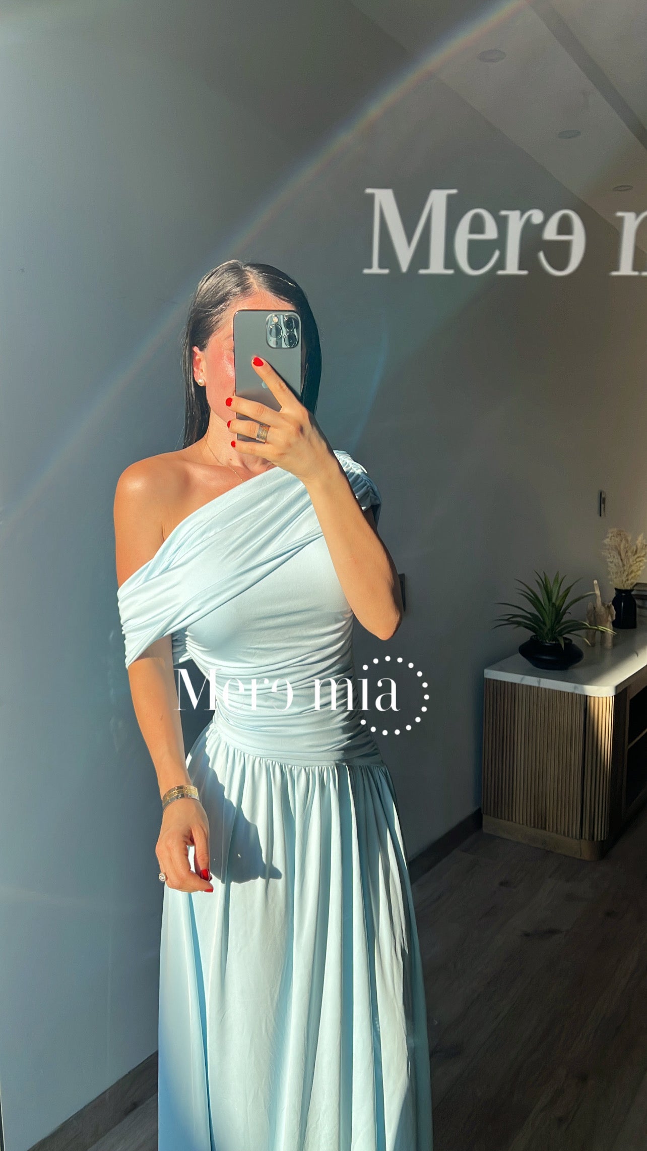 Vestido aqua plisado