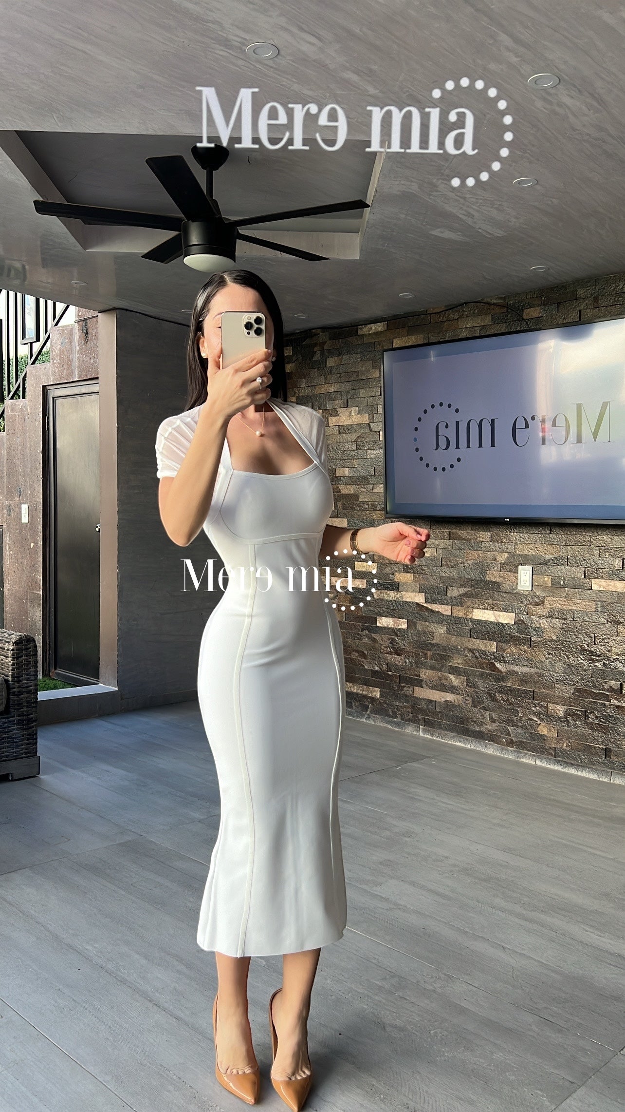 Vestido blanco malla halter