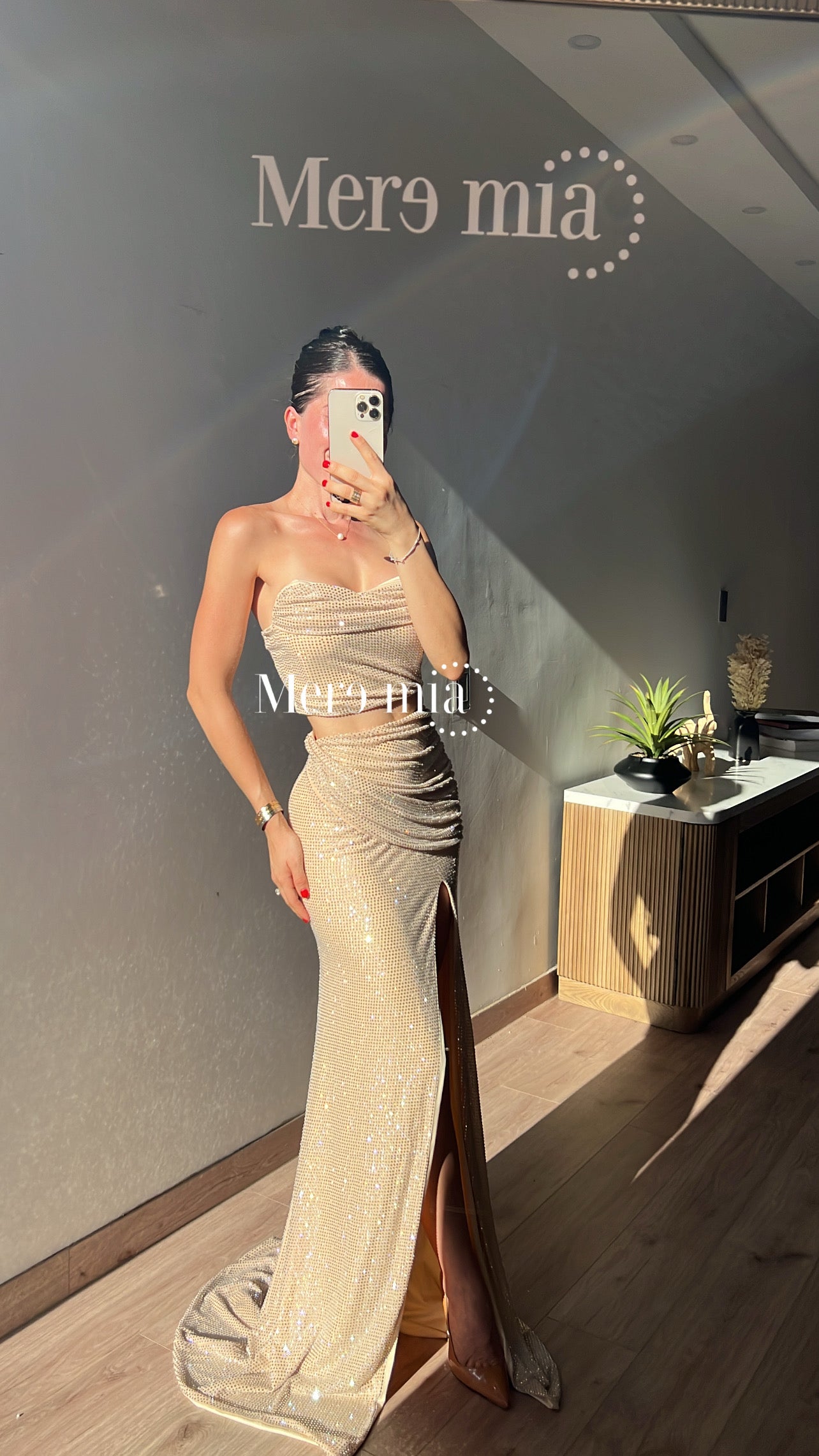 Conjunto beige puntos