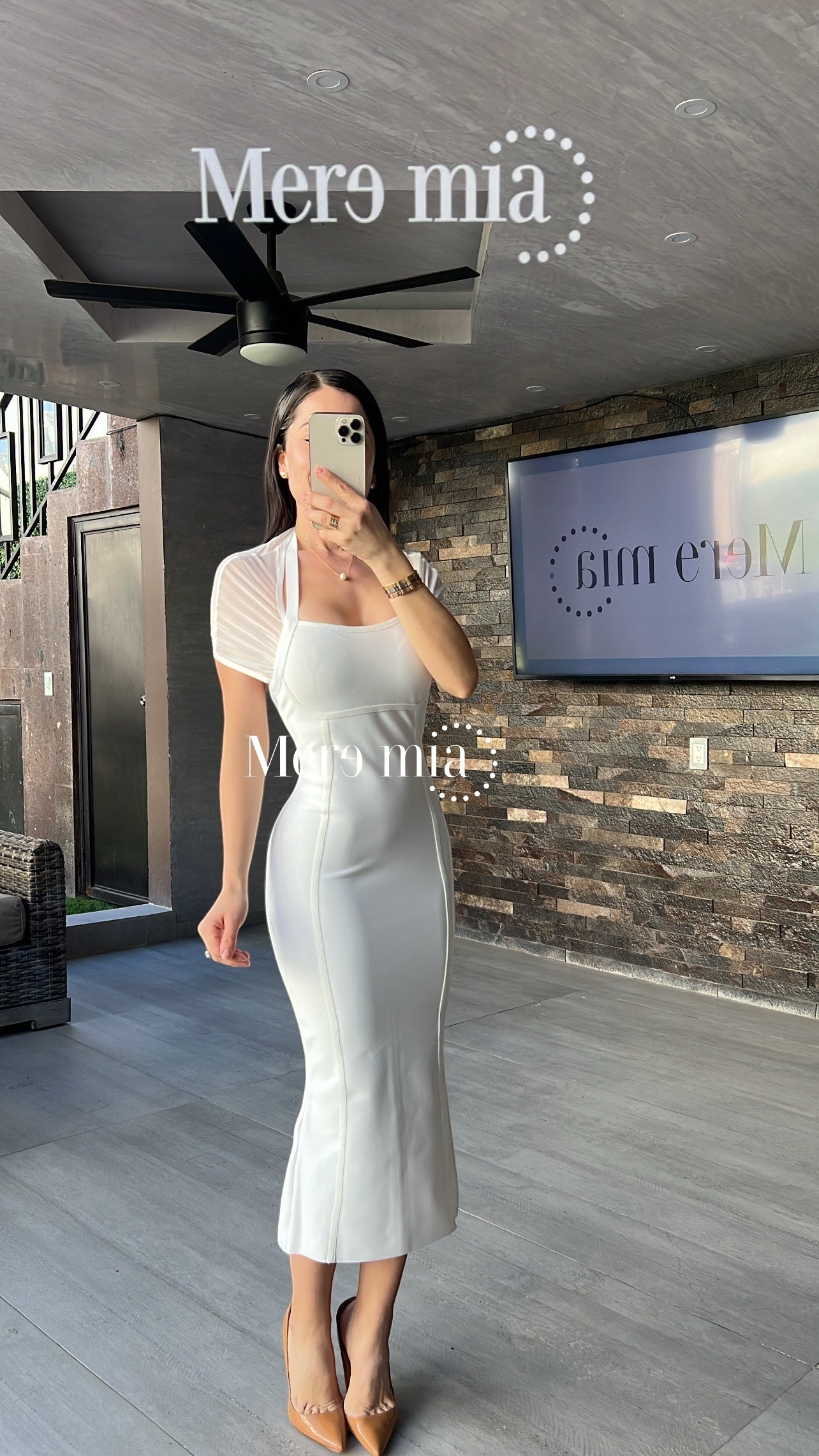 Vestido blanco malla halter