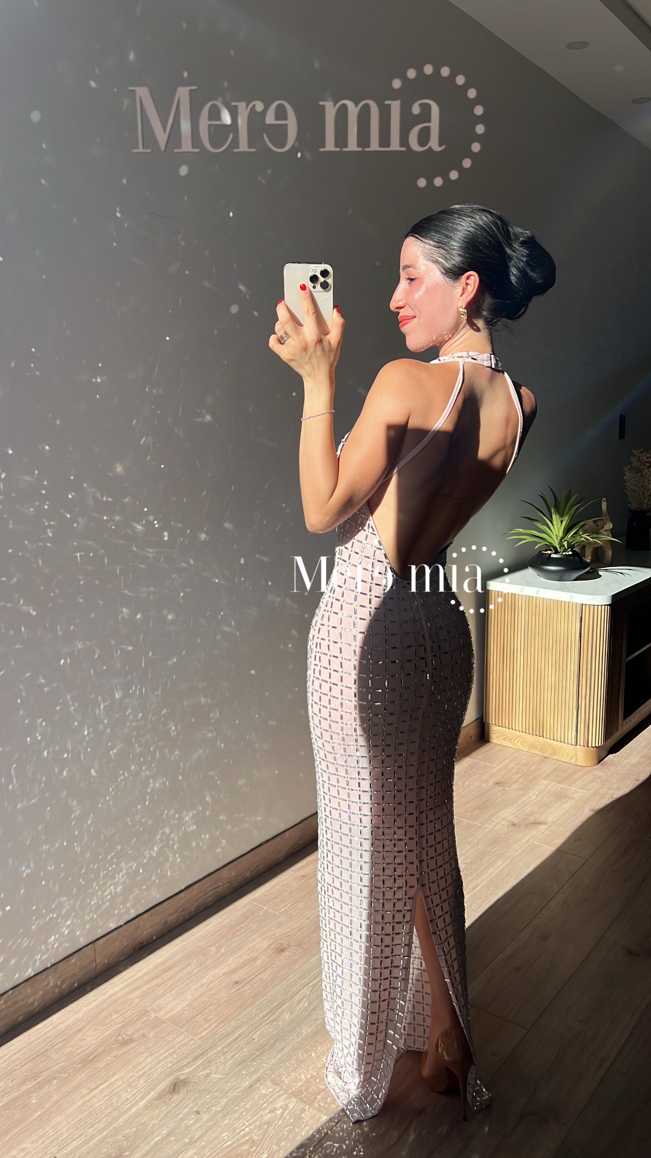 Vestido rosa halter cuad