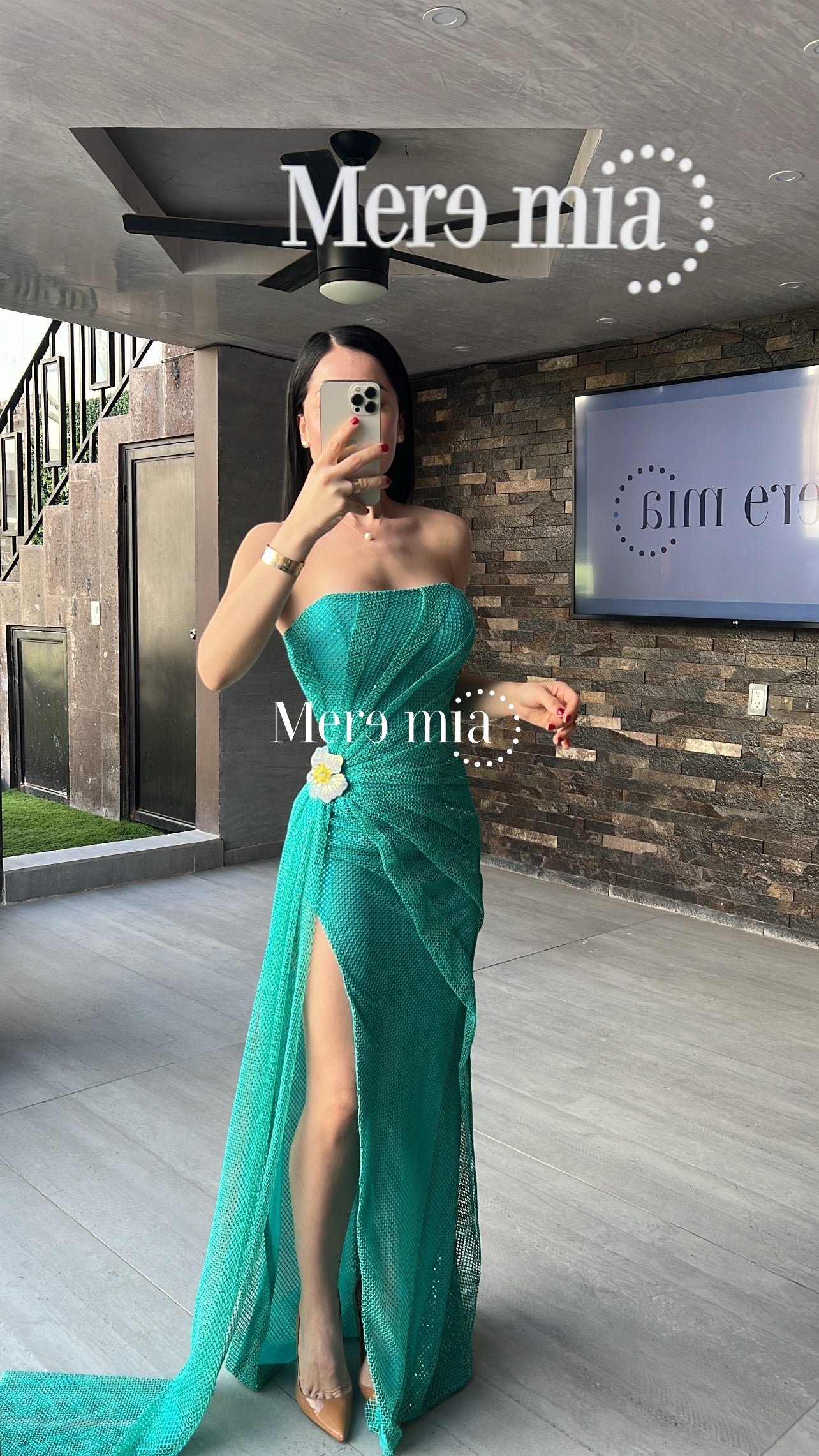 Vestido puntos aqua