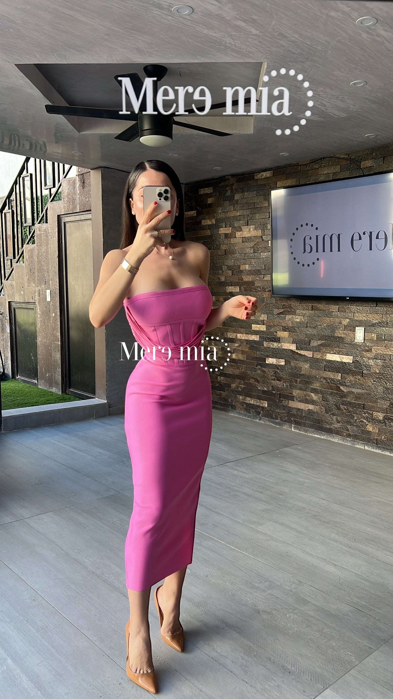Vestido rosa tiras
