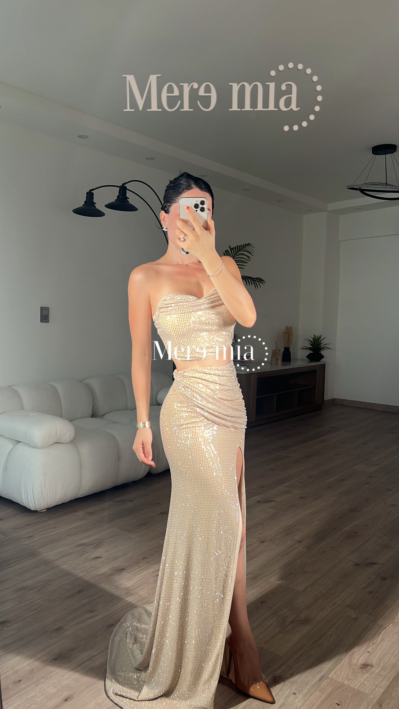 Conjunto beige puntos