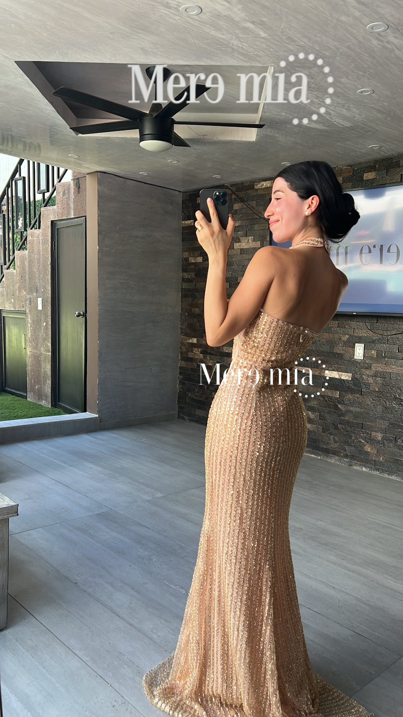 Vestido dorado lent halter