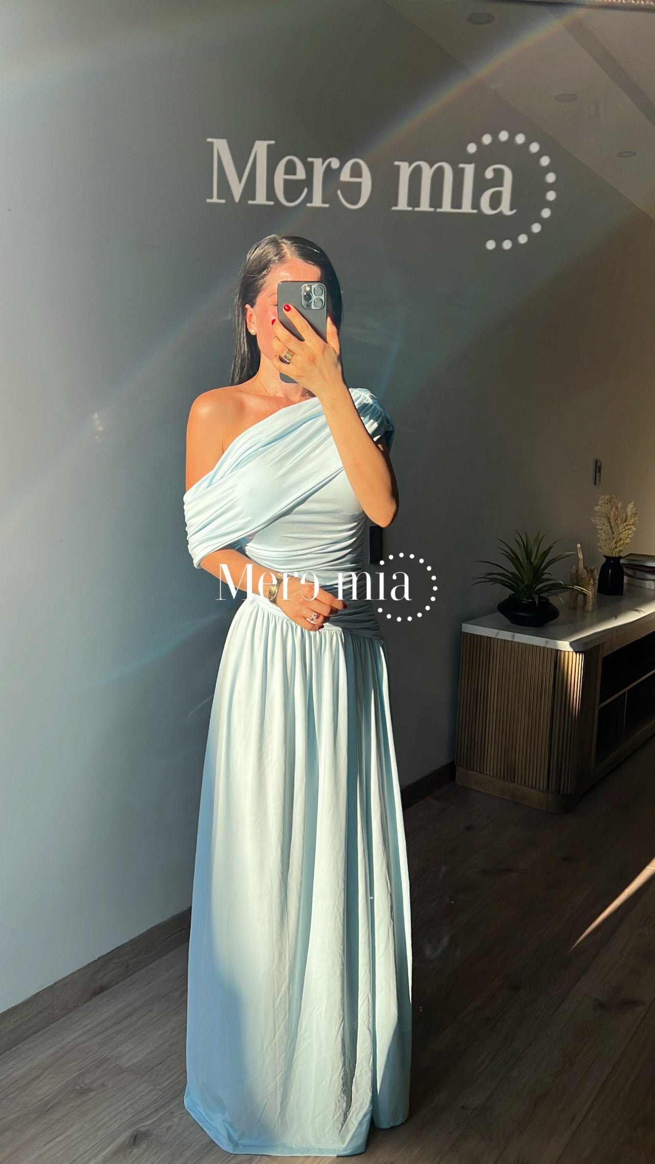 Vestido aqua plisado