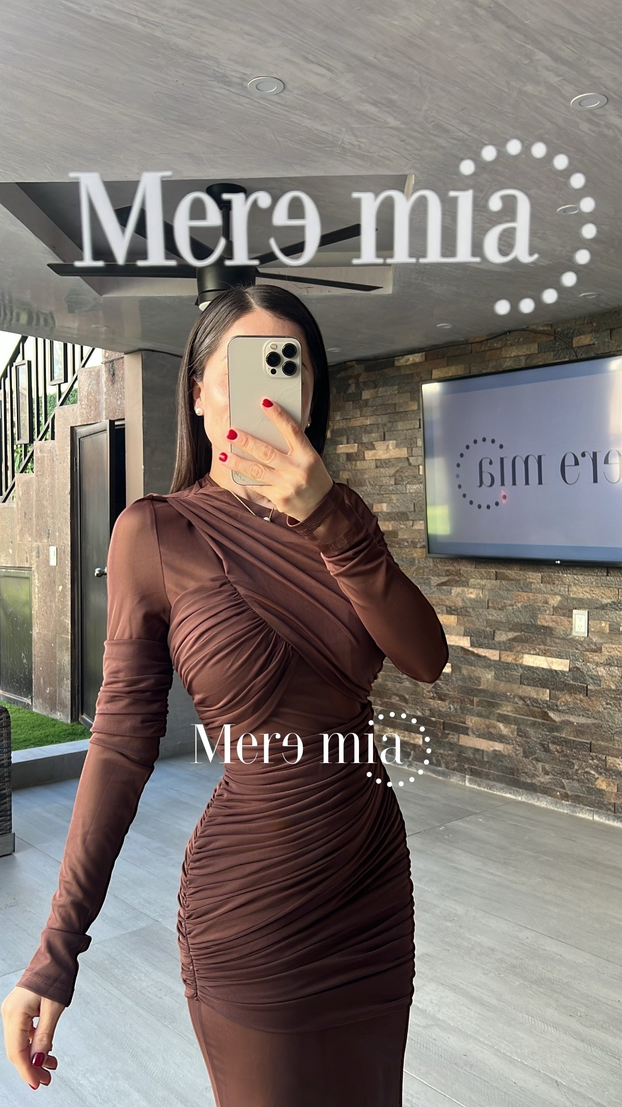 Vestido café malla