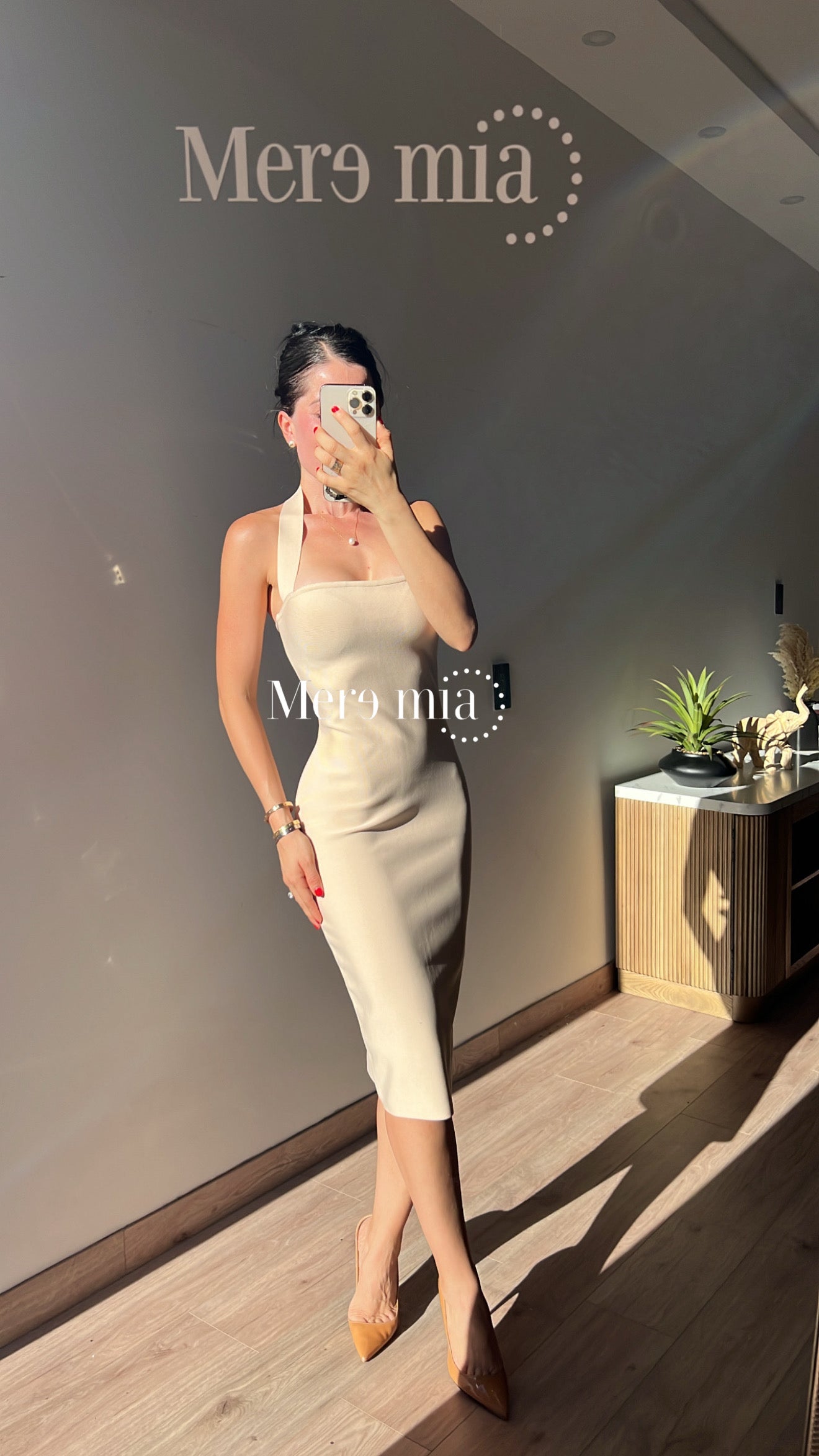 Vestido beige halter