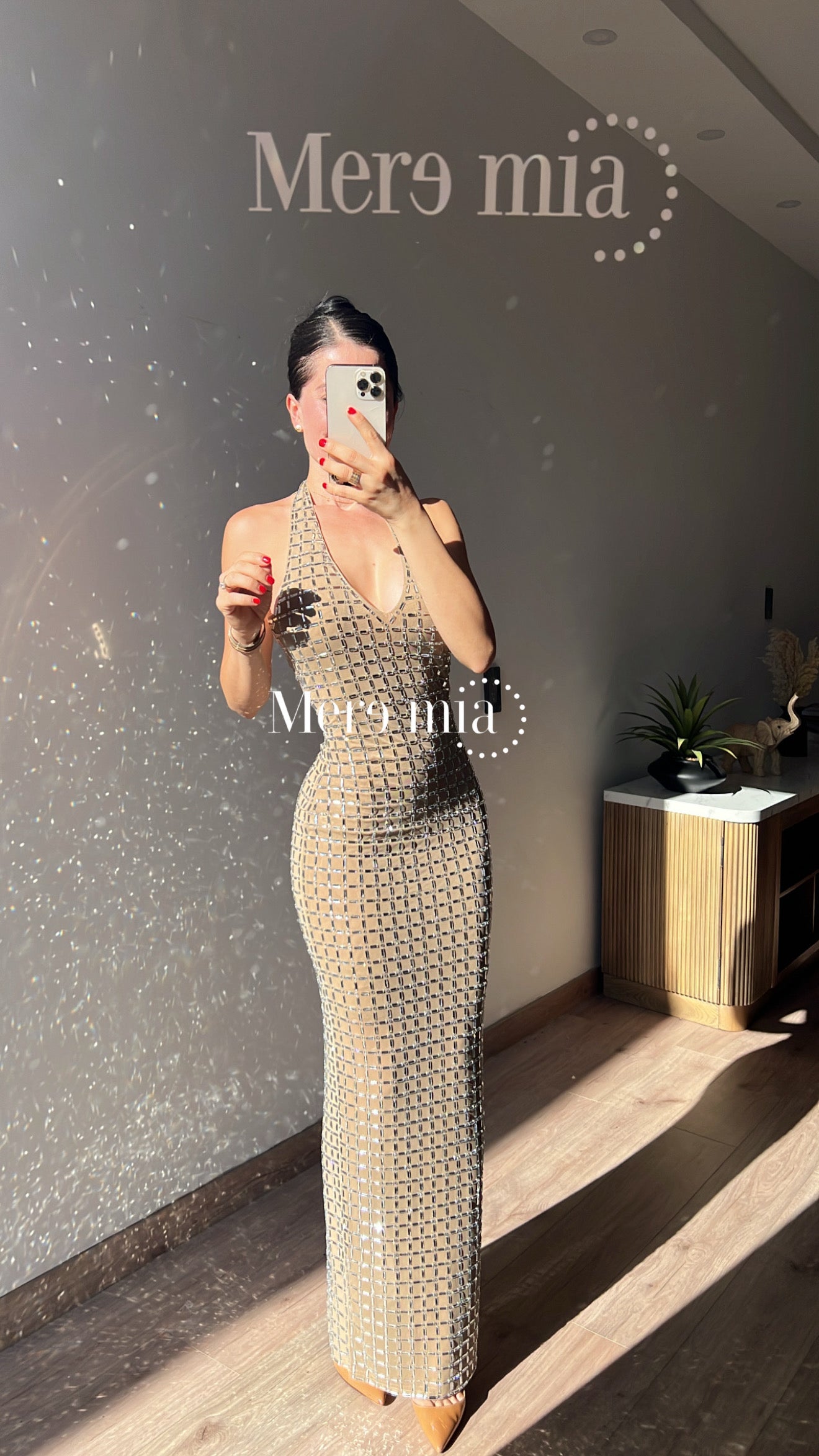 Vestido moka halter plata