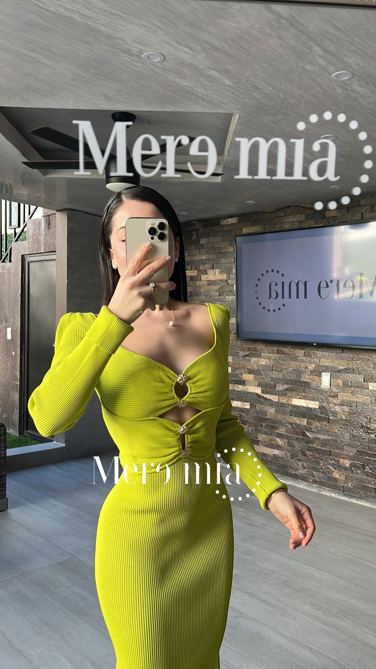 Vestido rayado verde lim