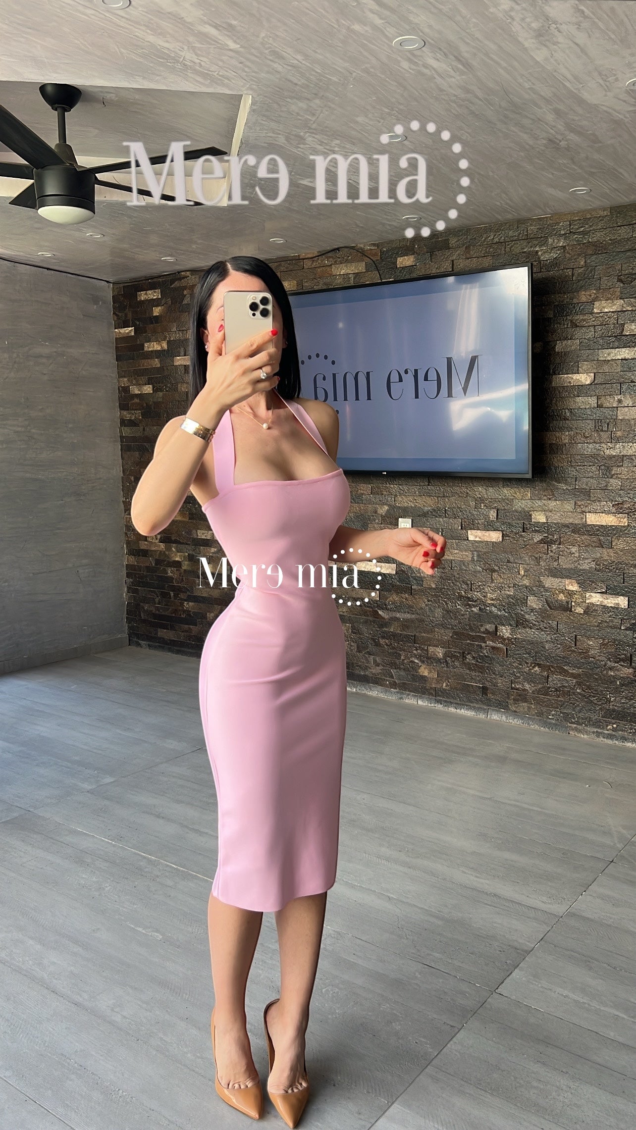 Vestido halter rosa