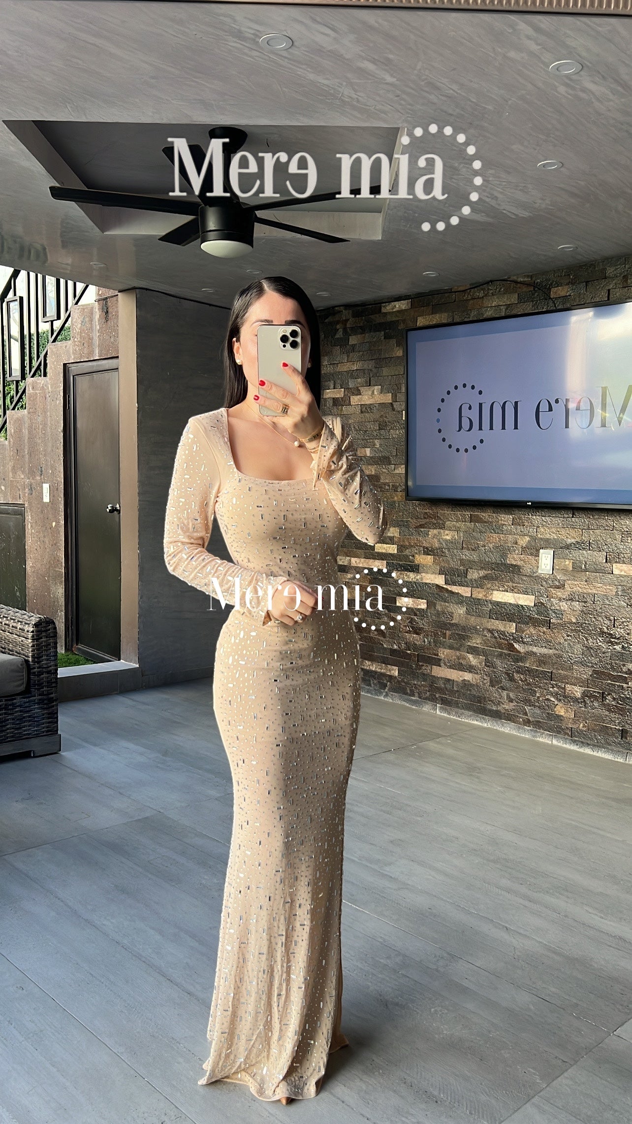 Vestido nude plata ml
