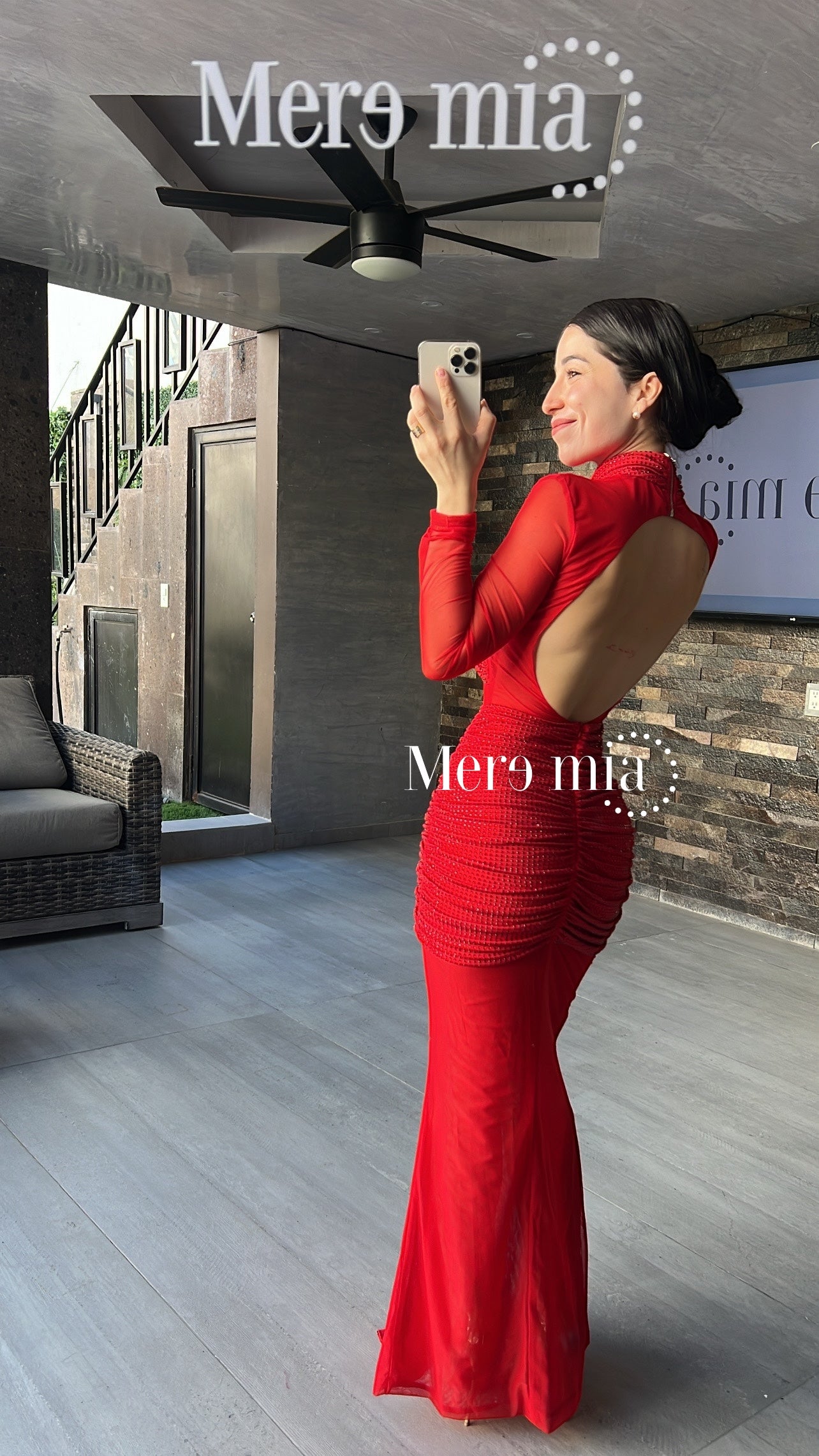Vestido rojo puntos malla