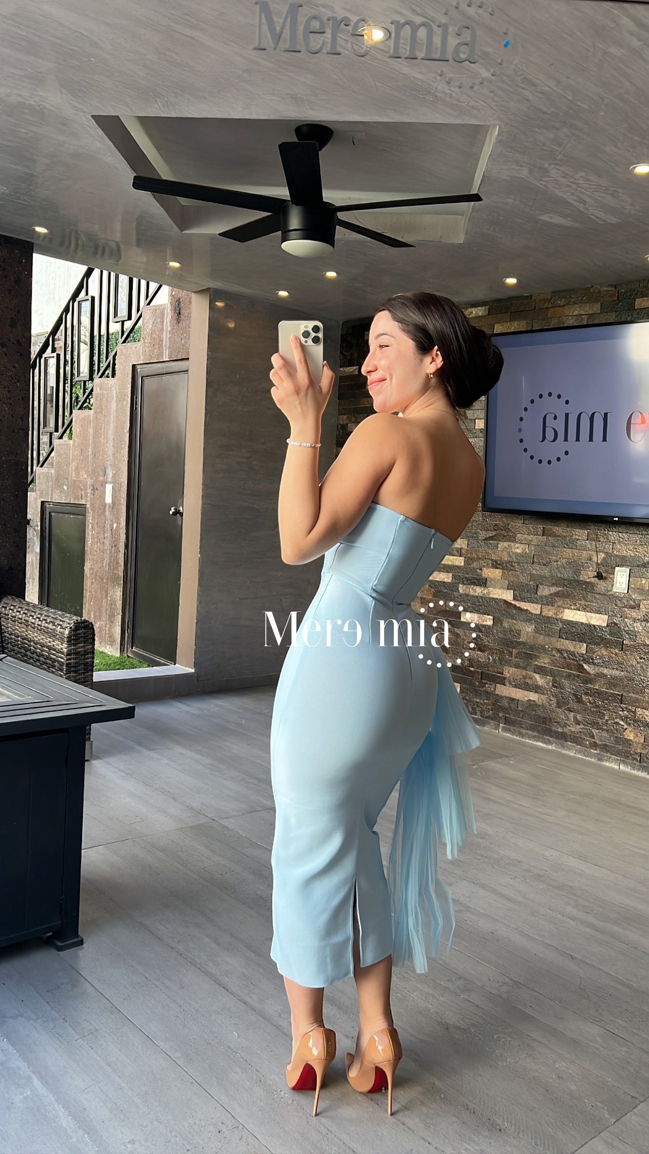 Vestido azul tul strapp
