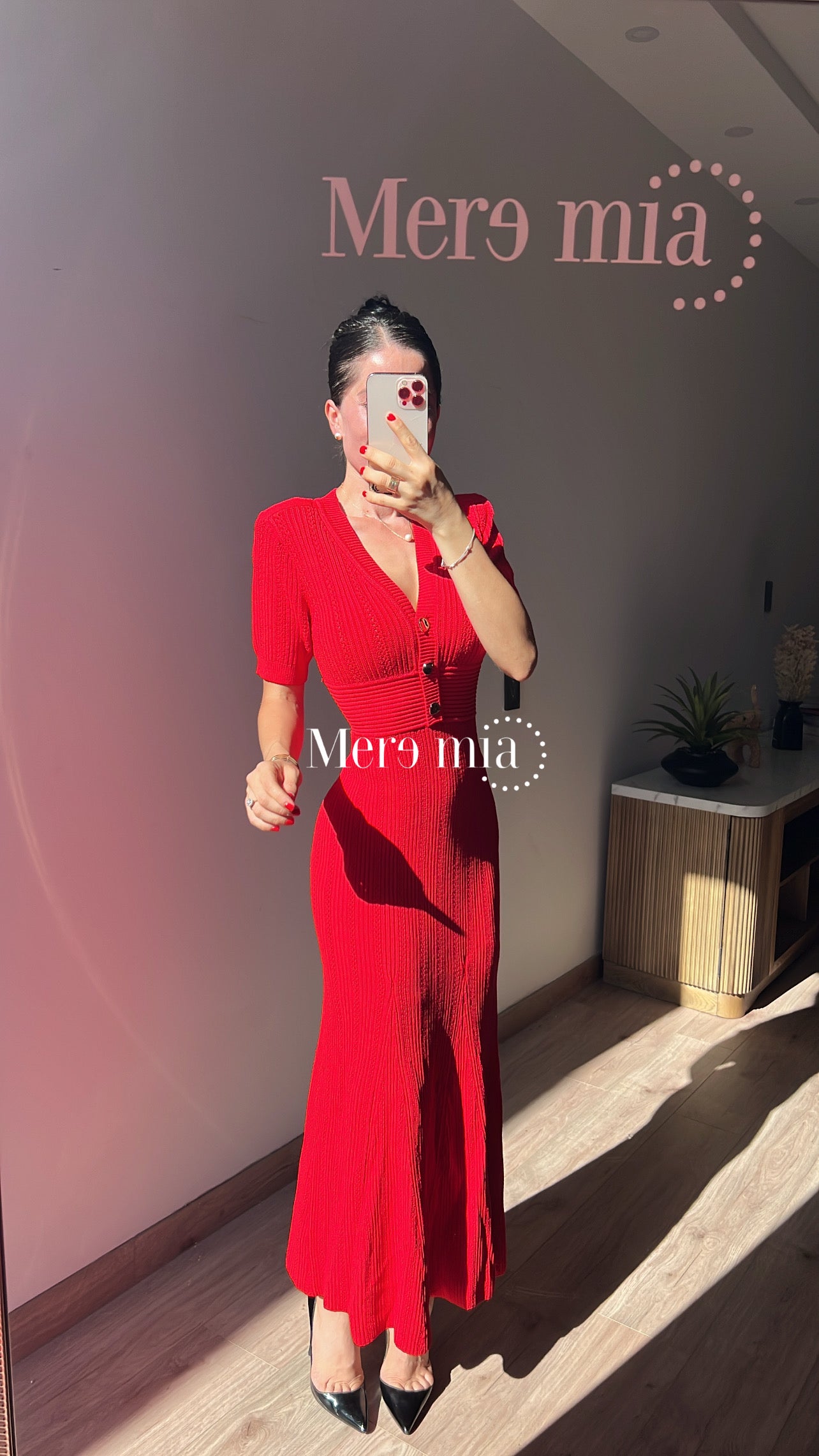 Vestido rojo rayado mc
