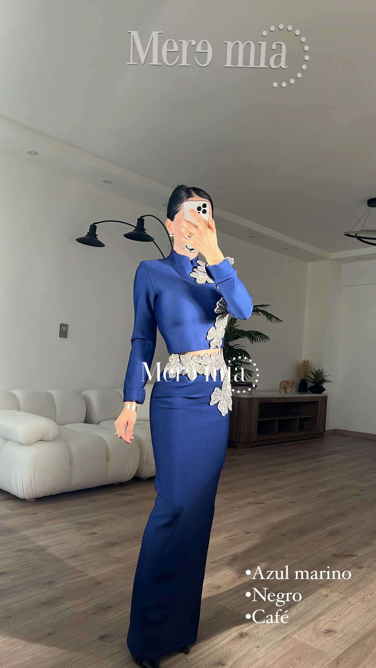 Conjunto azul flores