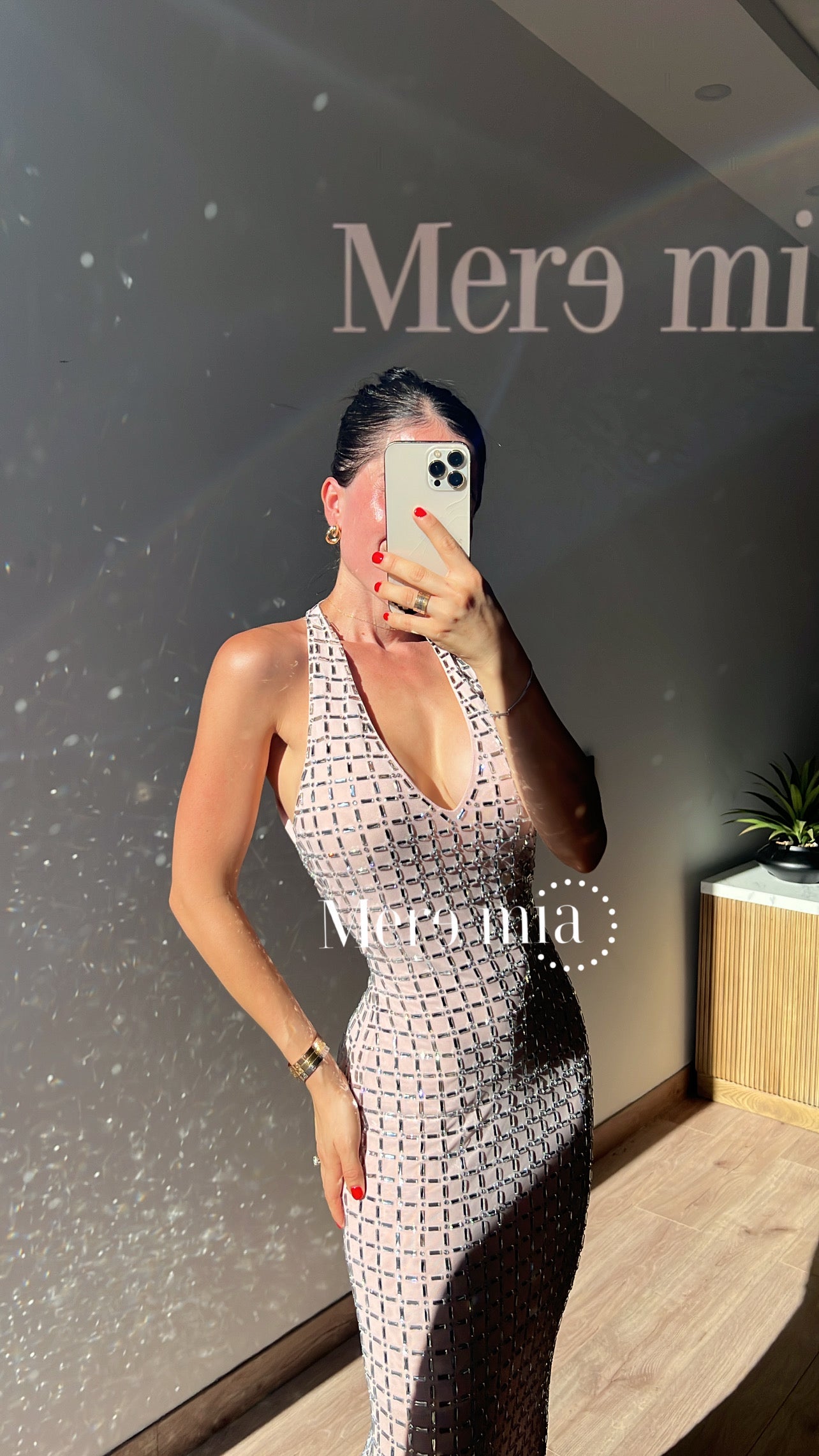 Vestido rosa halter cuad