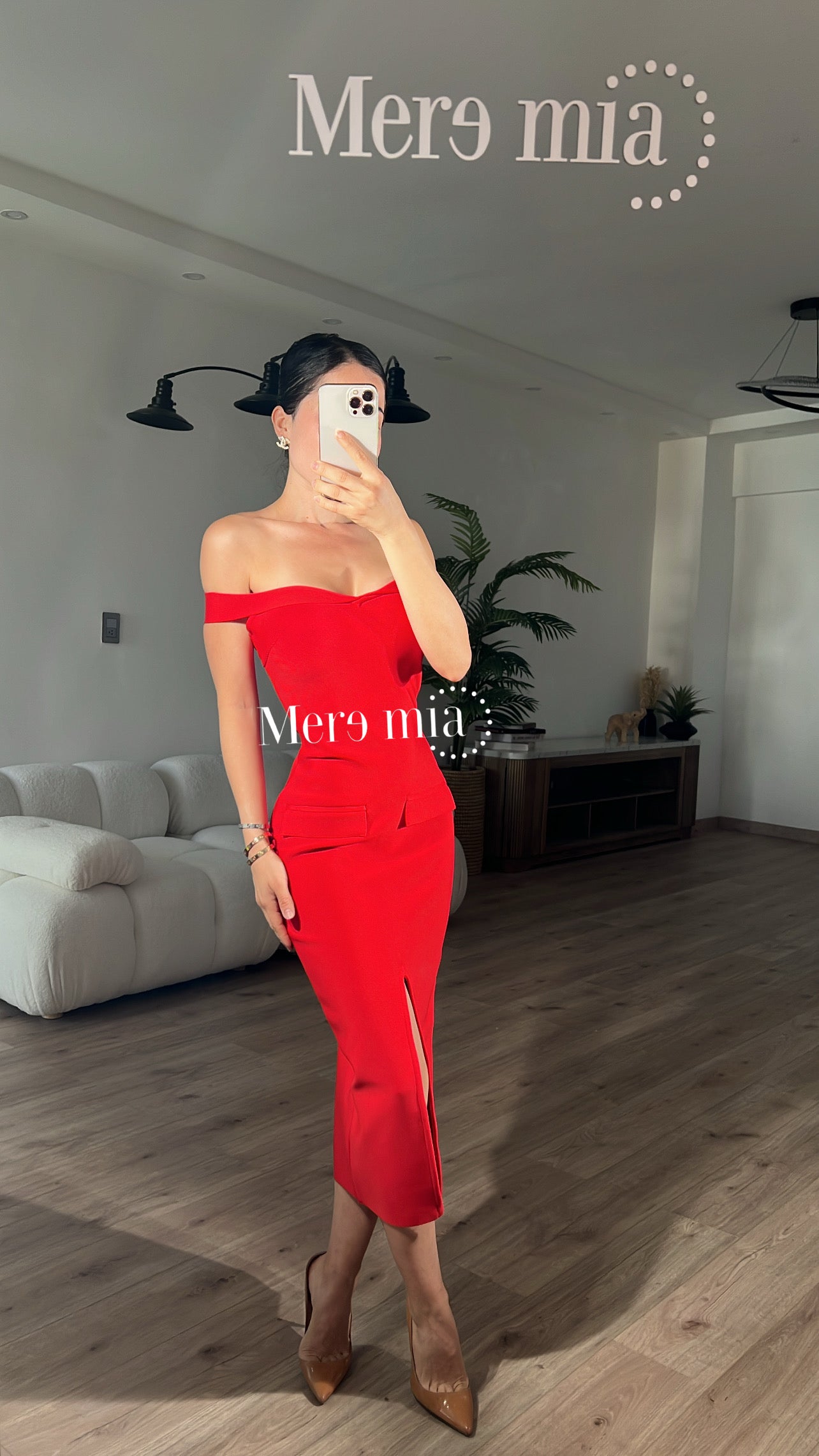 Vestido rojo hombro li
