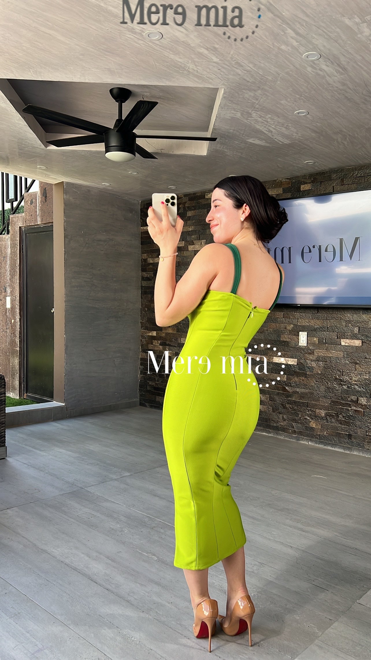 Vestido verdes copa midi