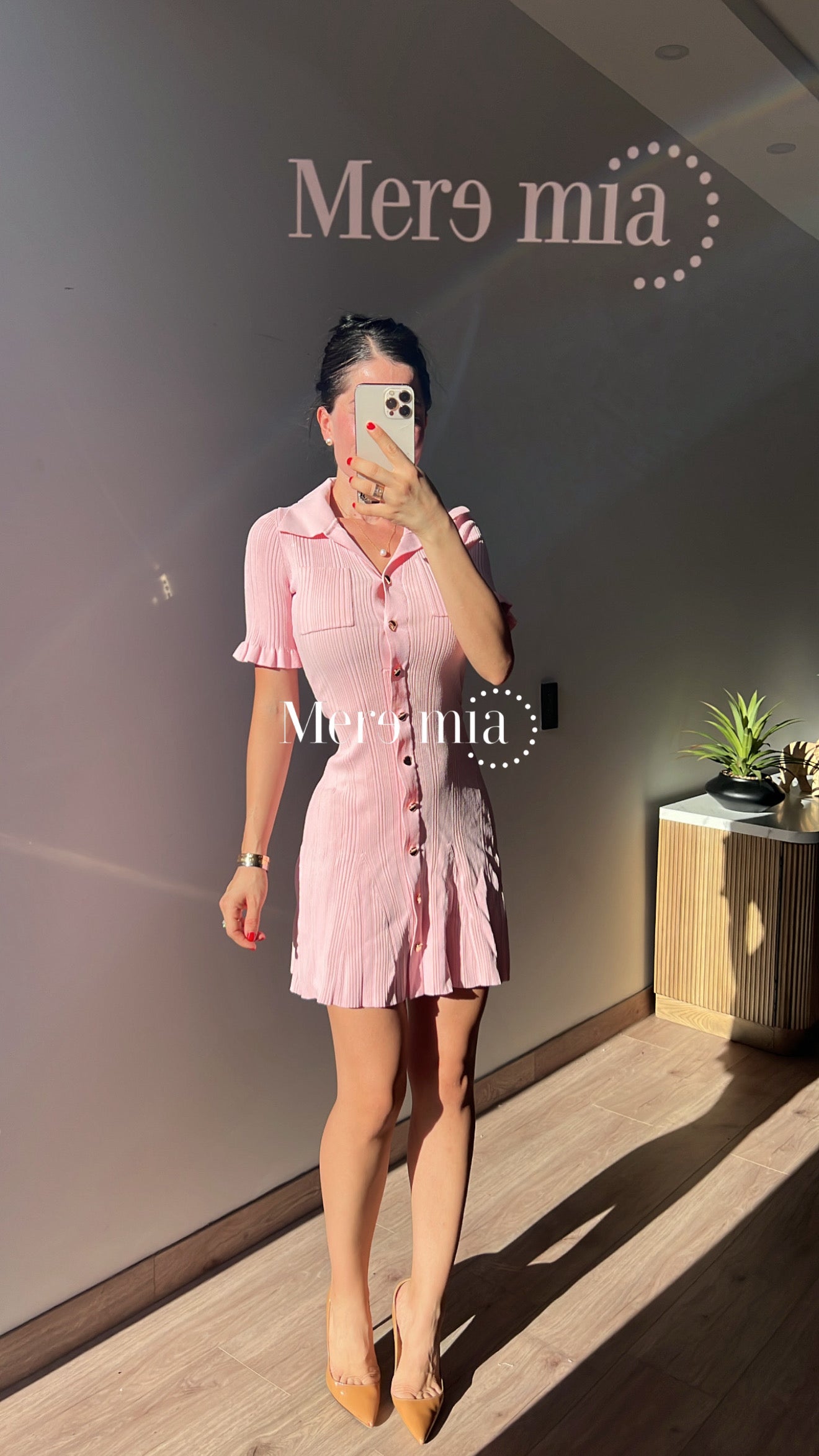Vestido rosa rayado mc