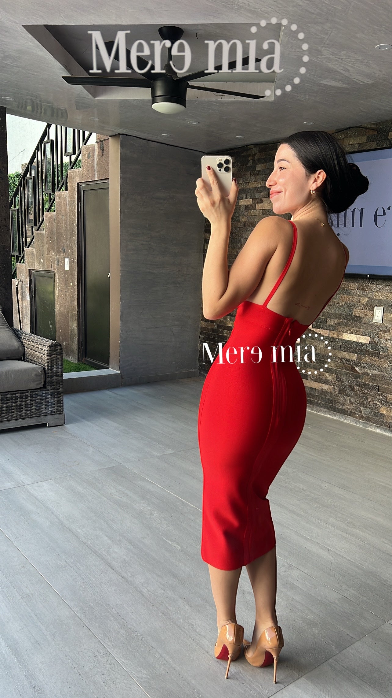 Vestido rojo midi liso