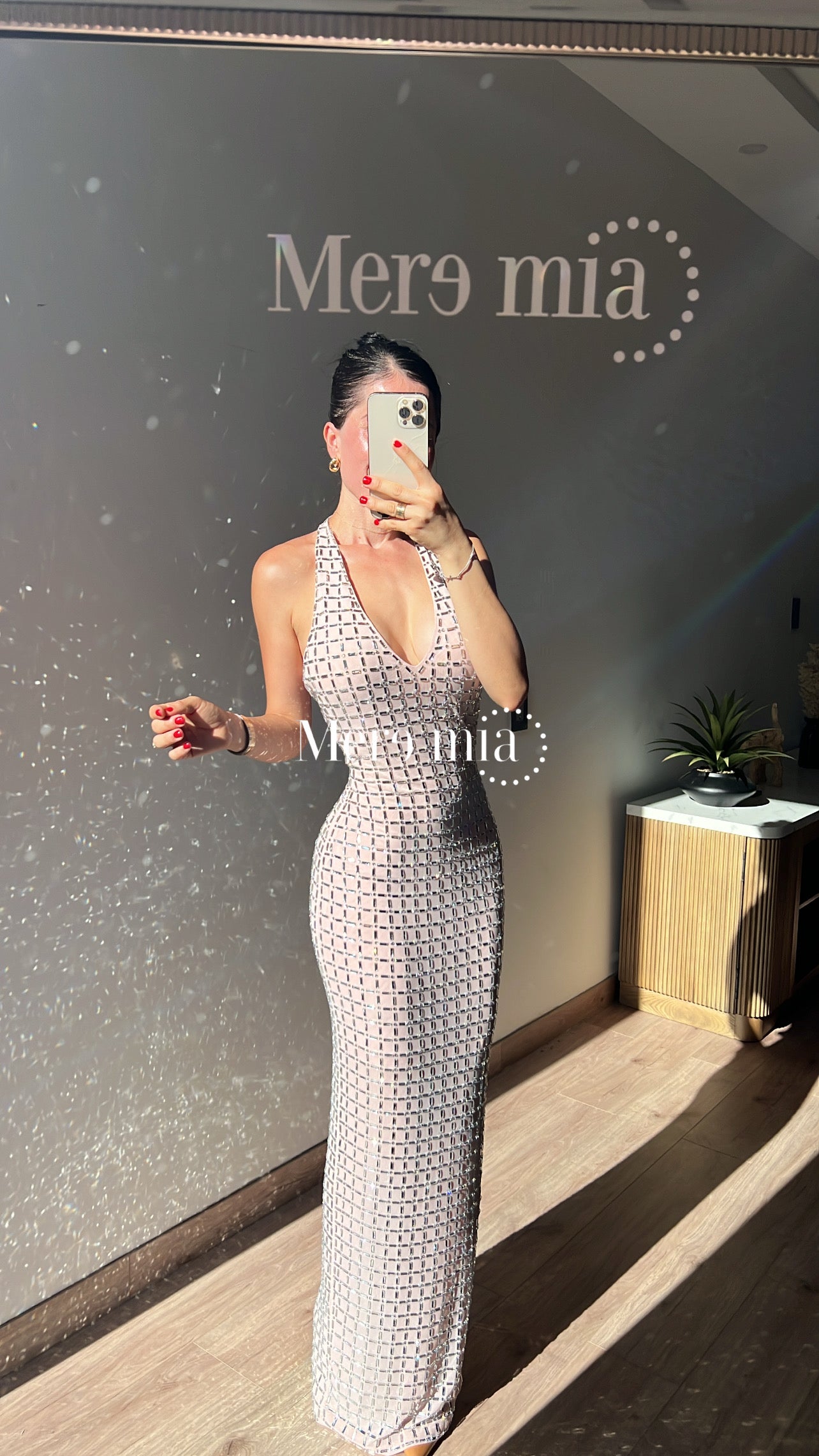 Vestido rosa halter cuad