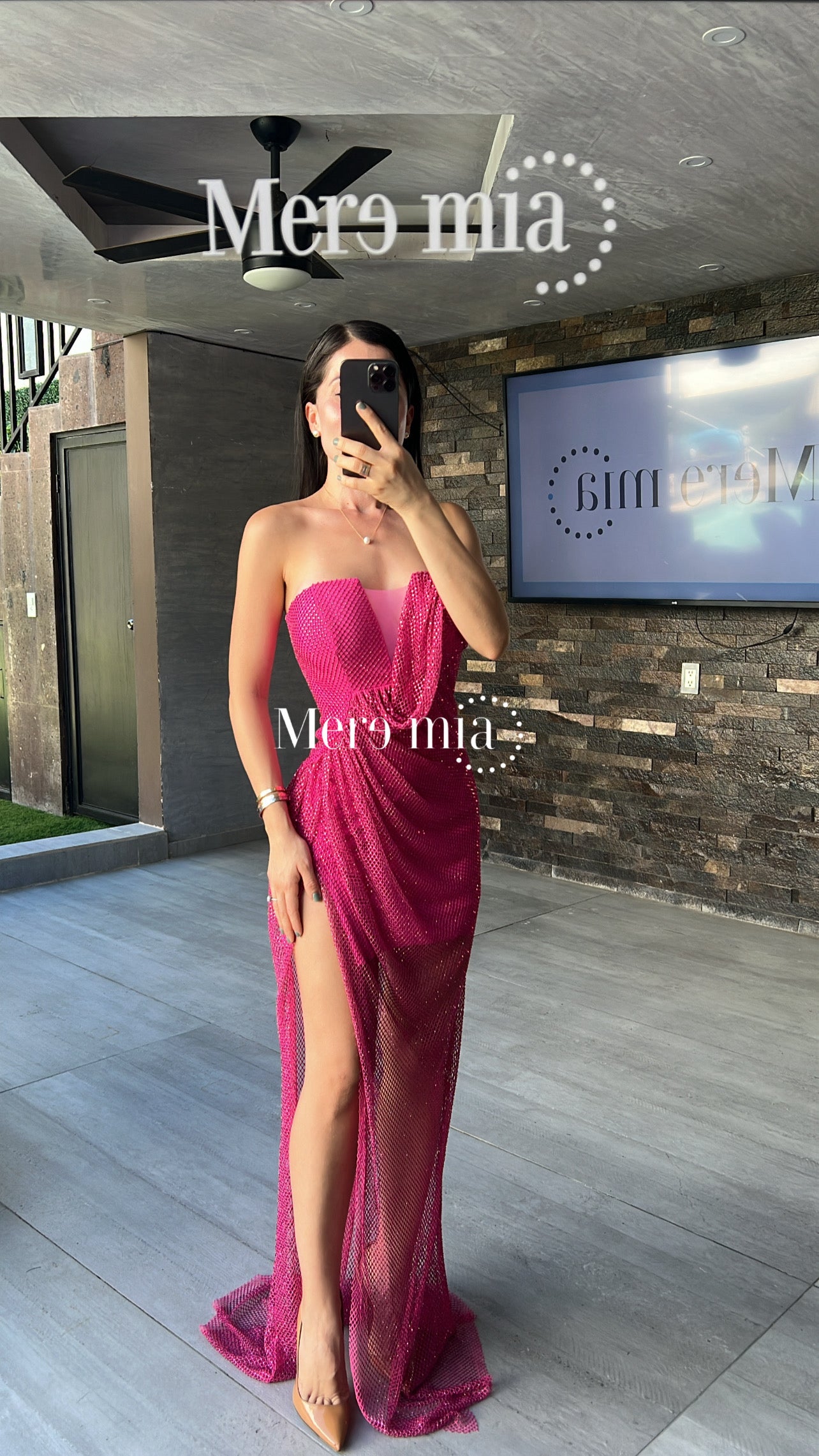 Vestido rosa puntos