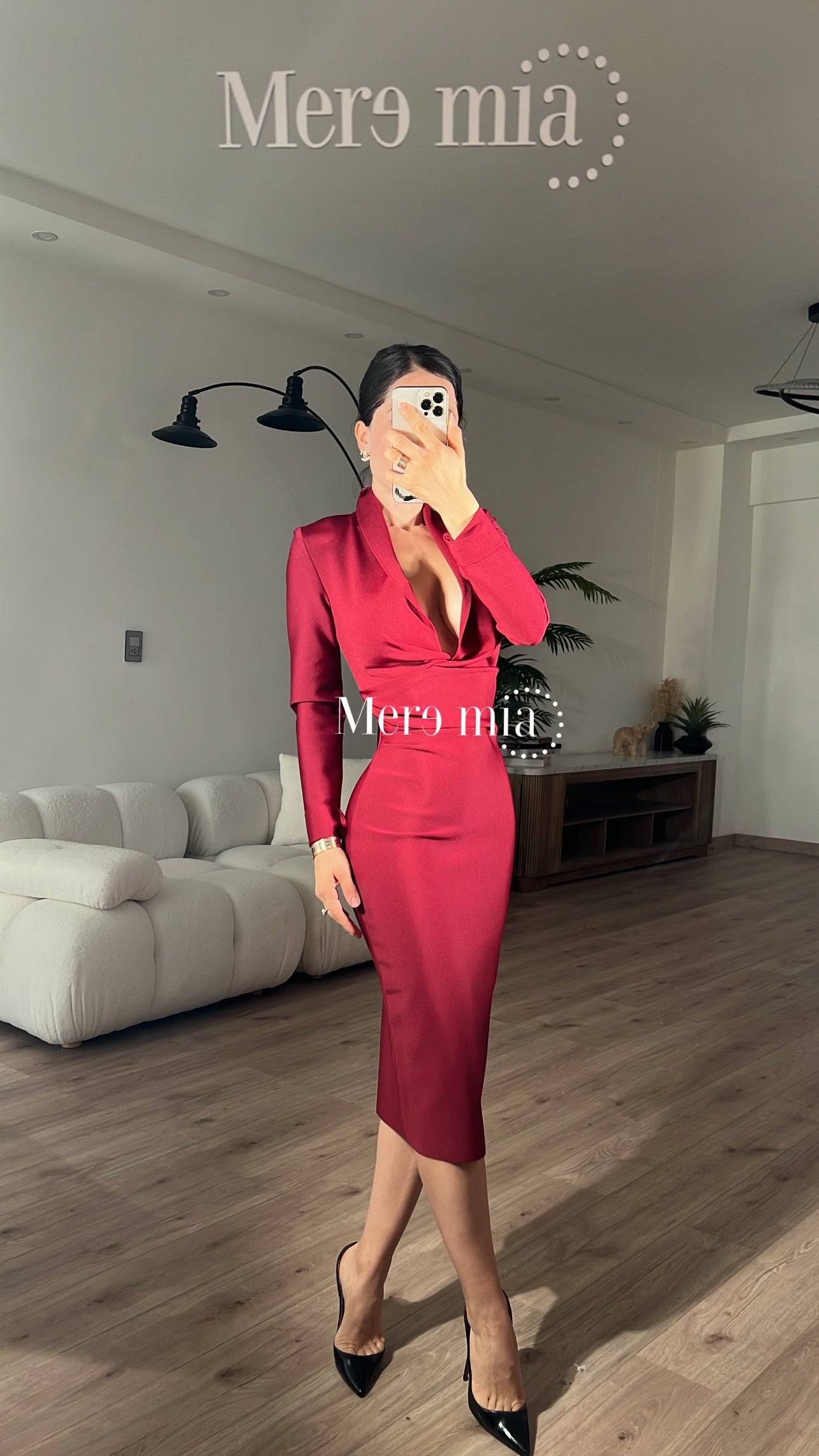 Vestido tinto manga larga