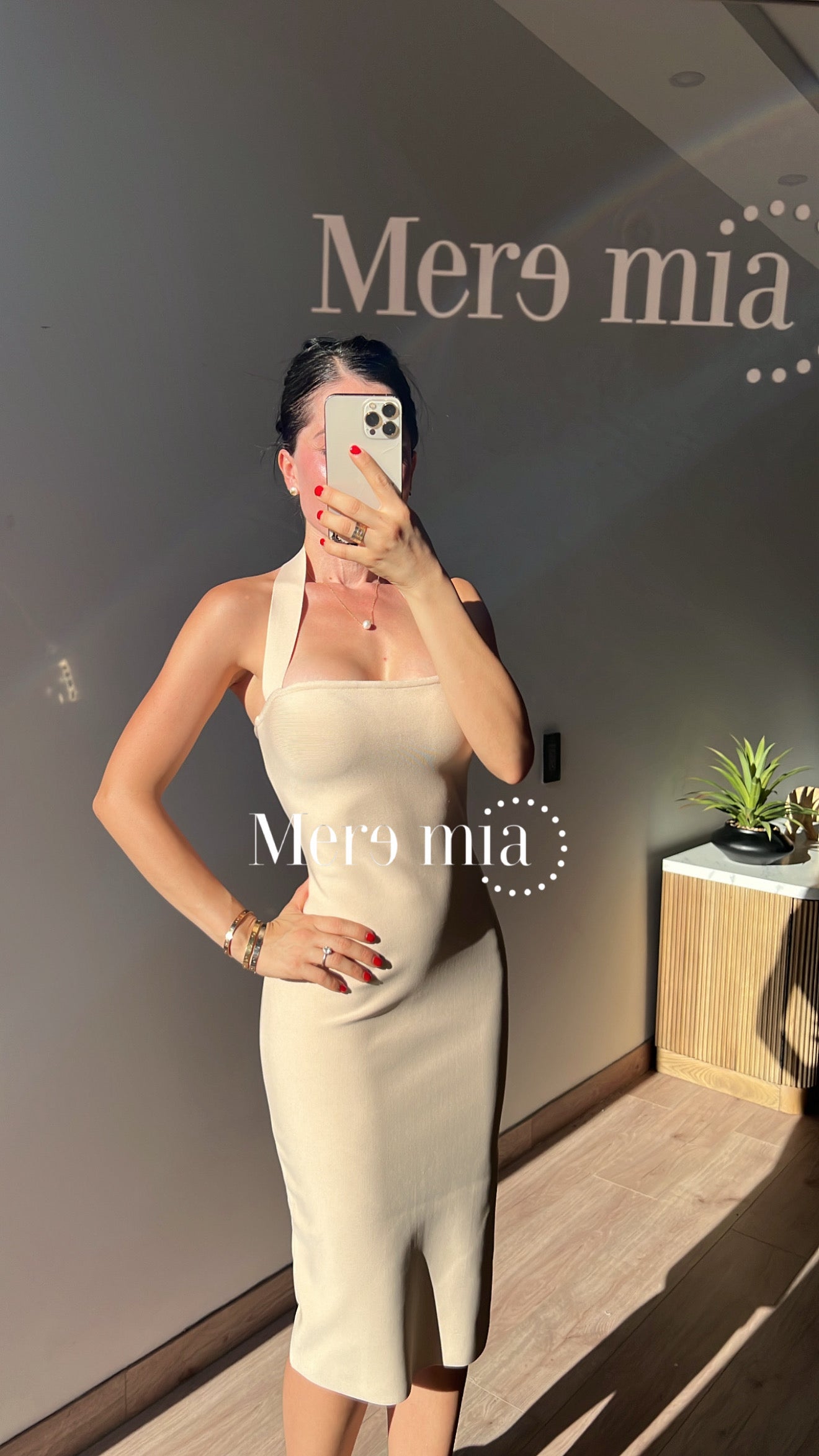 Vestido beige halter