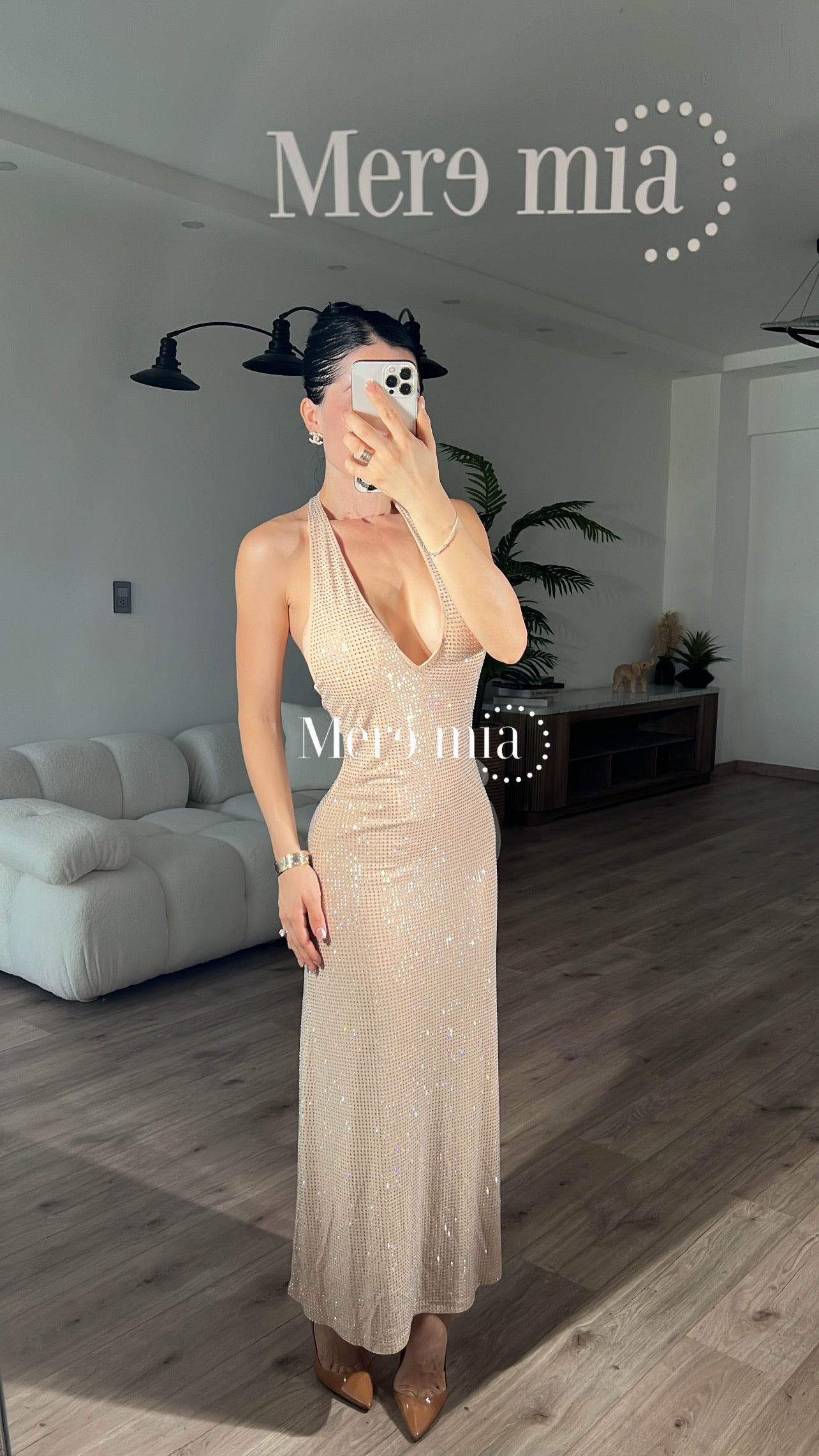 Vestido beige espalda