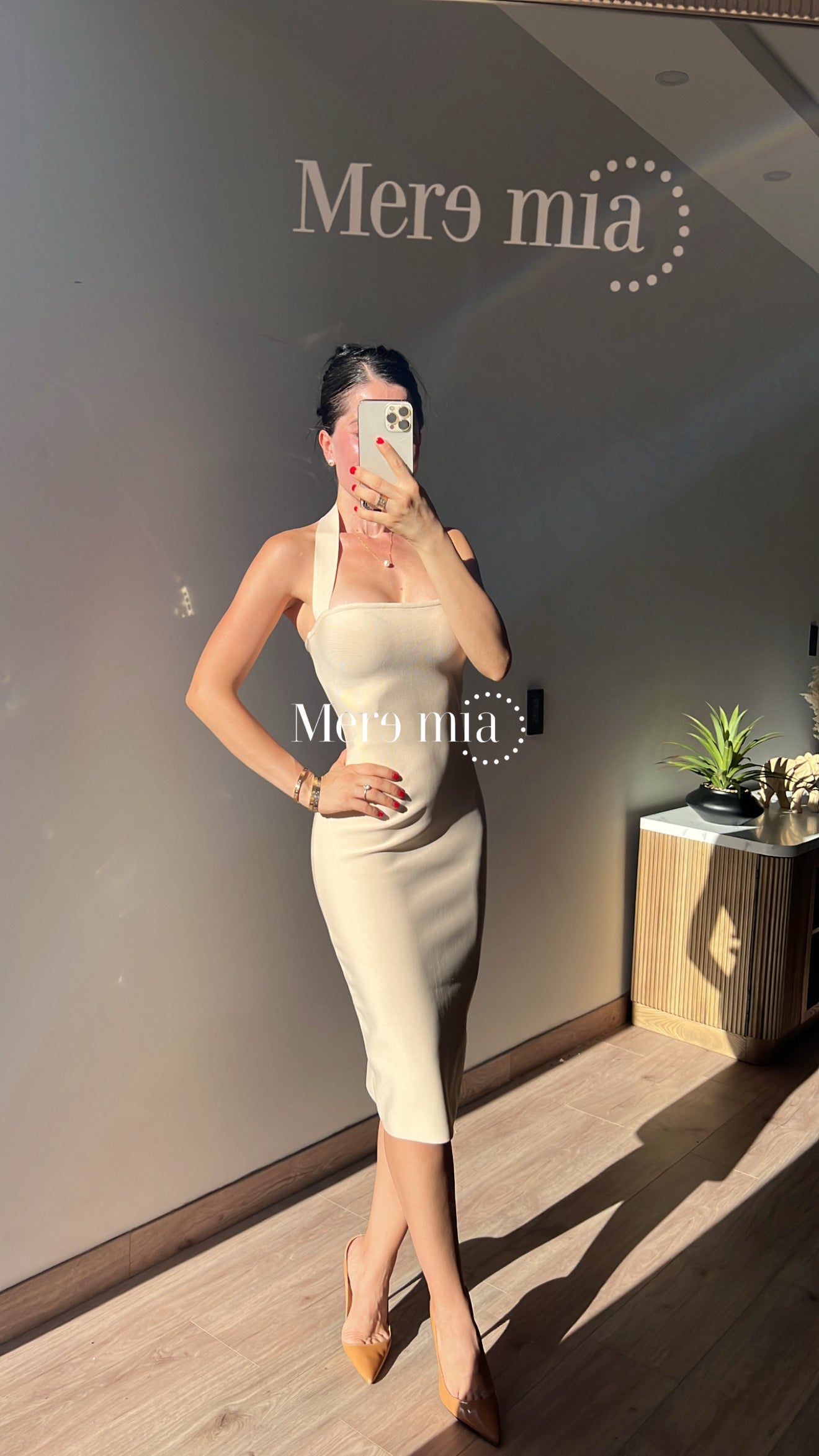 Vestido beige halter